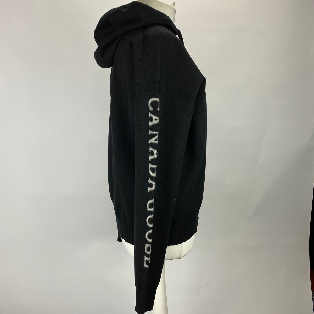 Canada Goose Black Wool Logo Hooded Sweater L