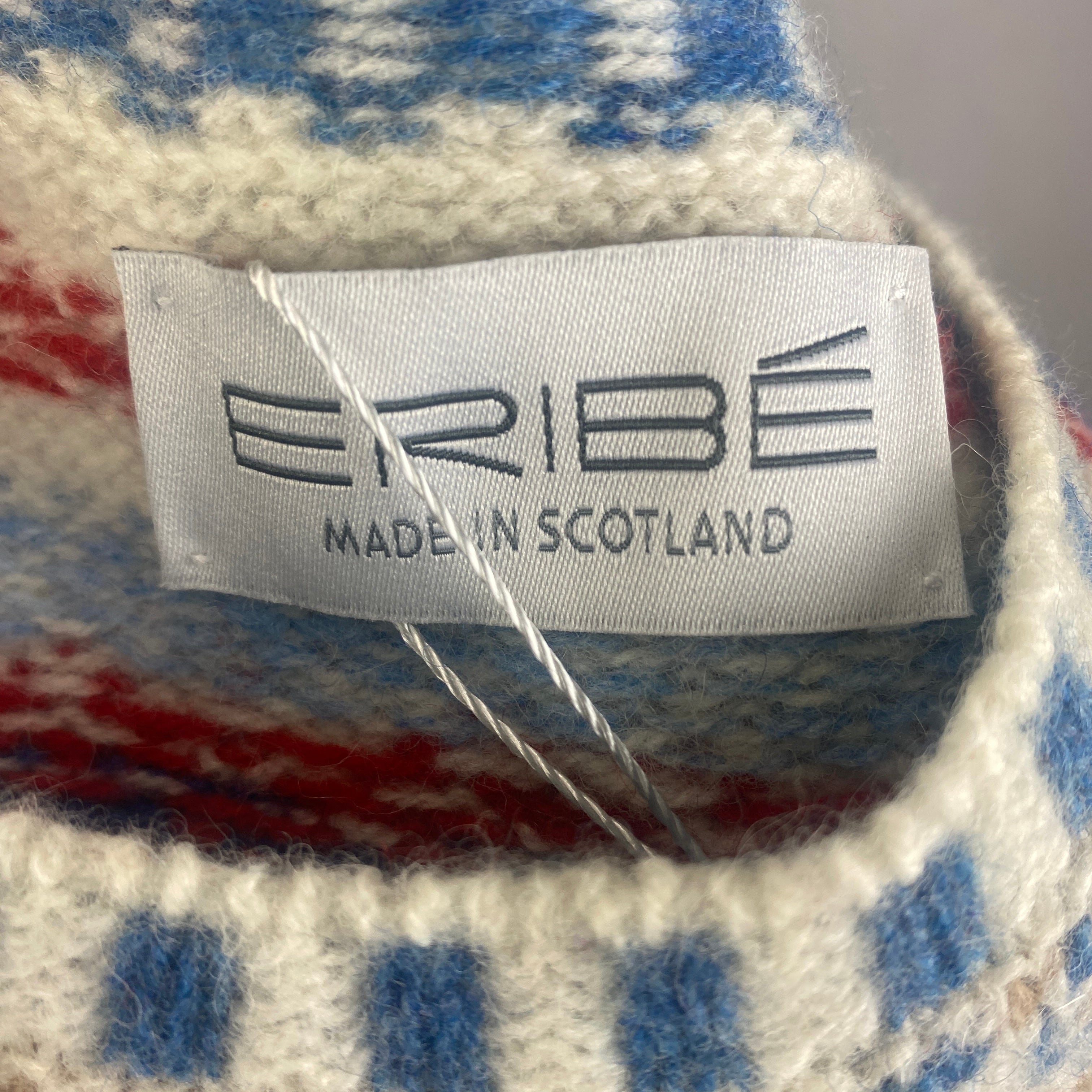 Eribe Blue & Ivory Fairisle Knit Wool Sweater Vest XS