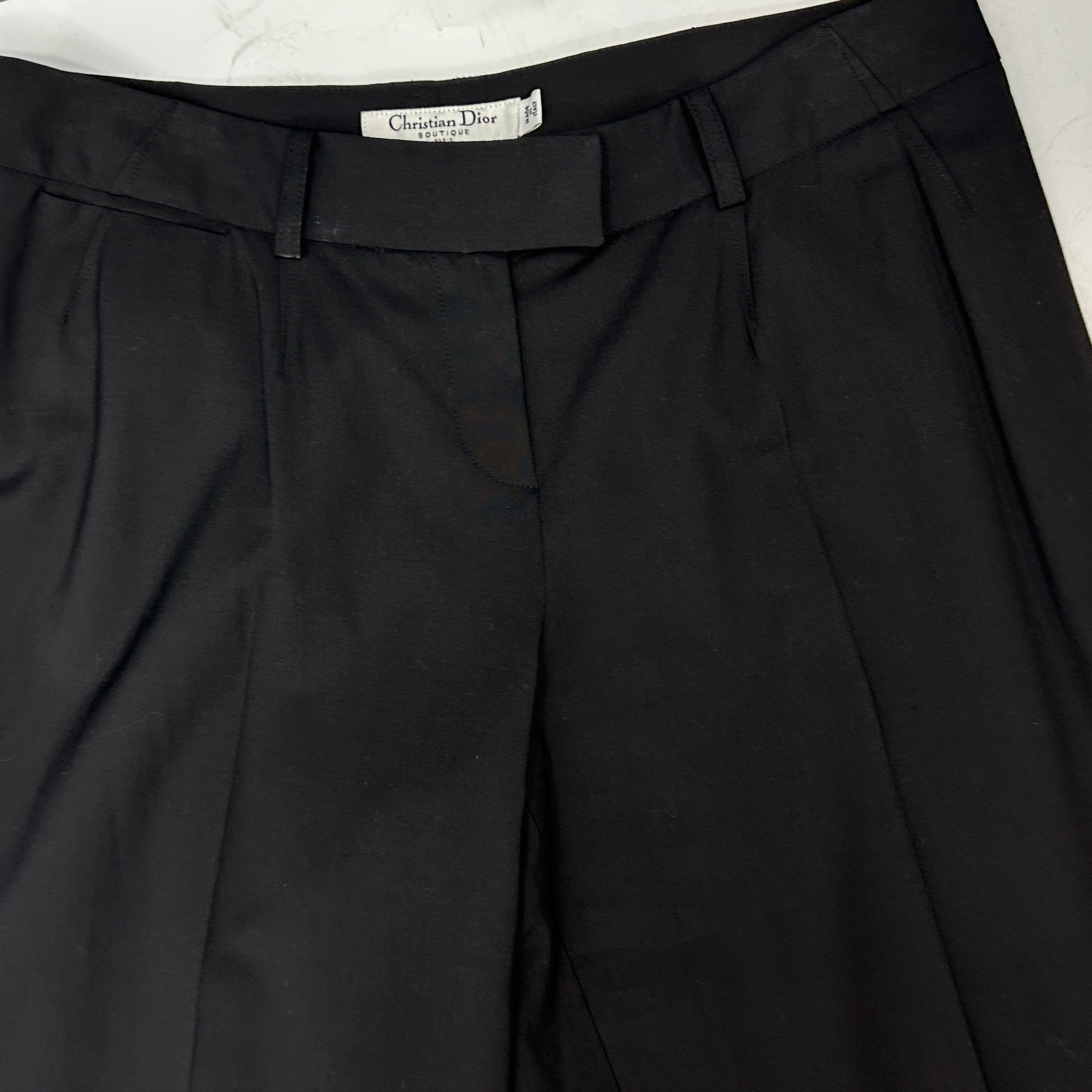 Christian Dior Black Wool Mix Wide Leg Pants M