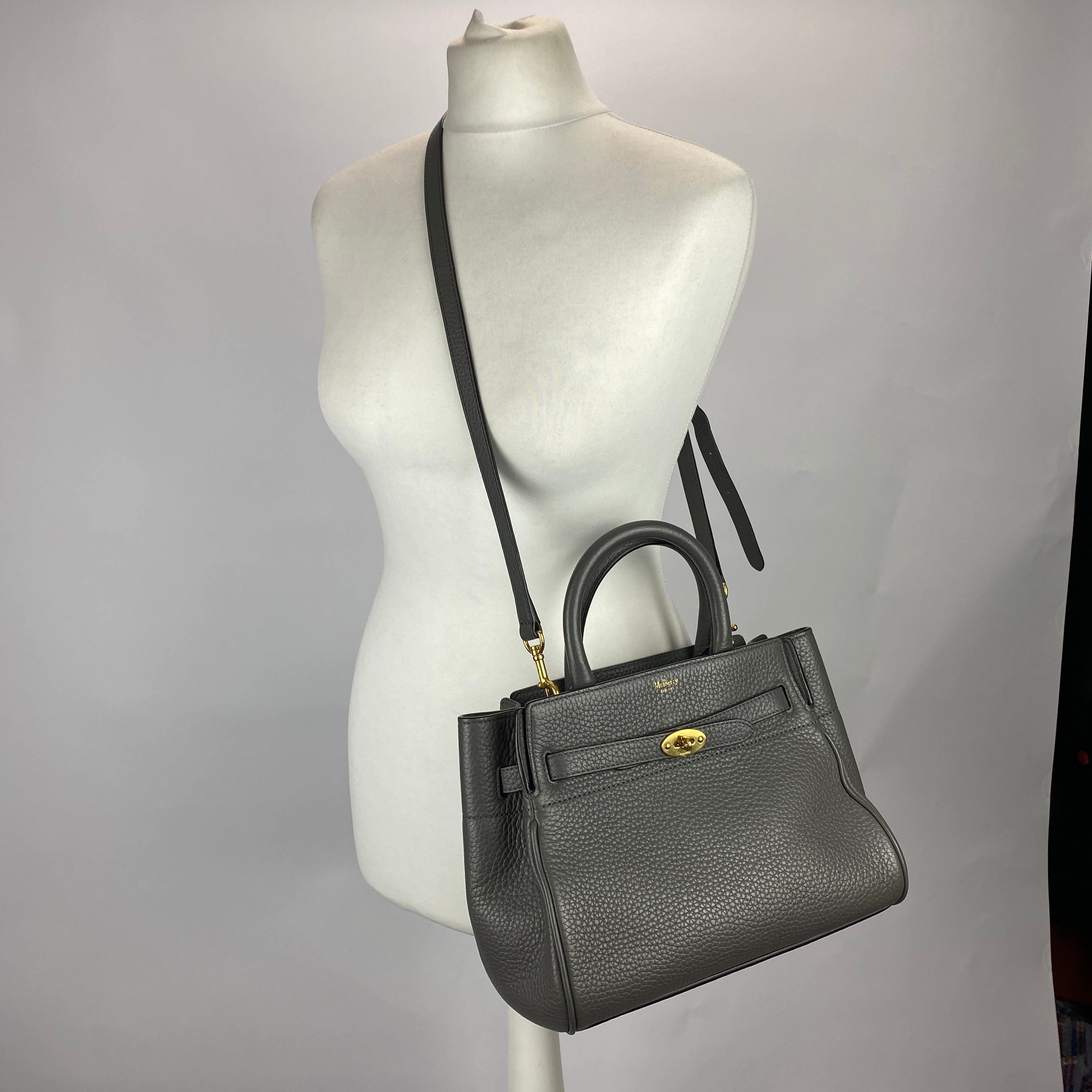 Mulberry £1095 Grey Belted Bayswater Mini Tote Bag