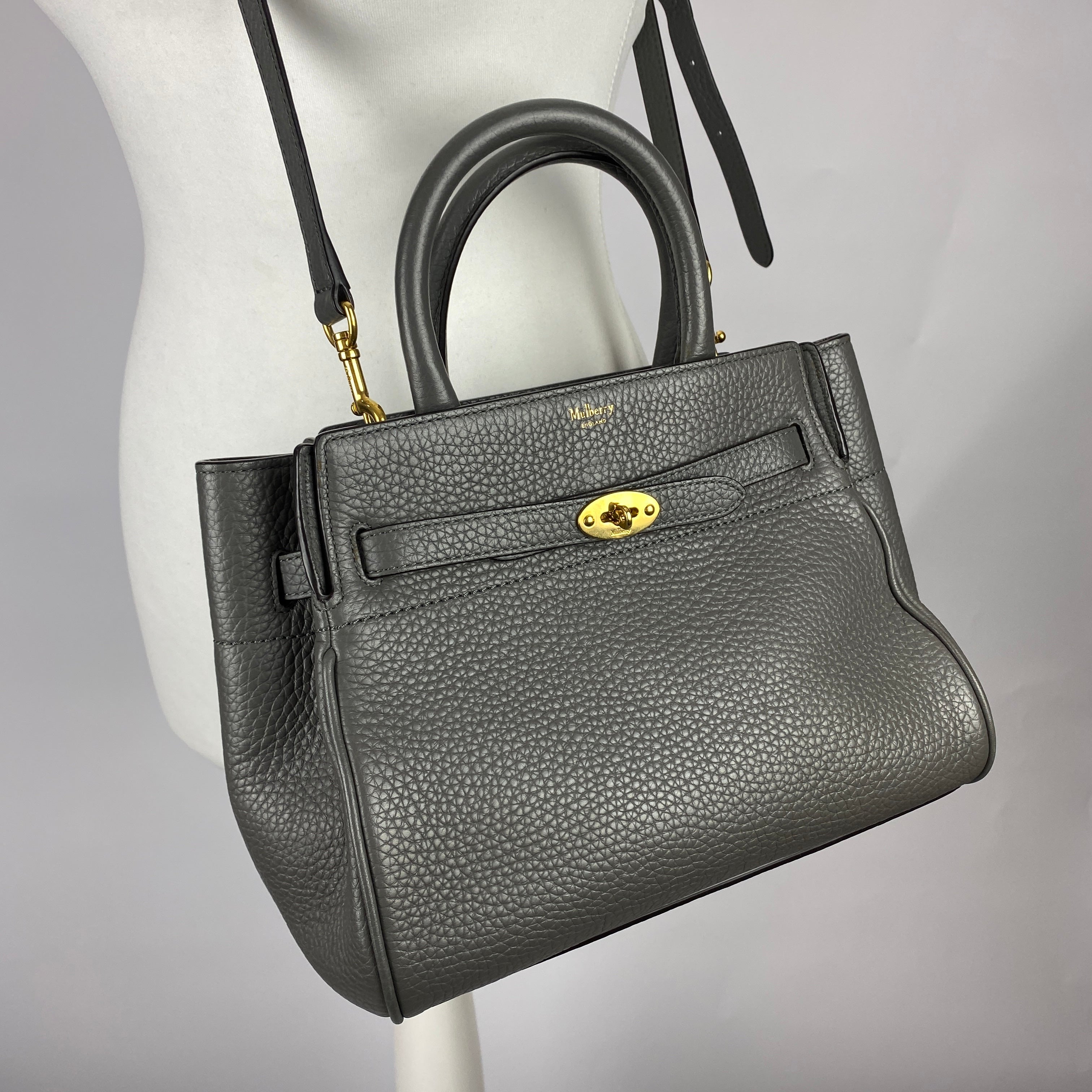 Mulberry £1095 Grey Belted Bayswater Mini Tote Bag
