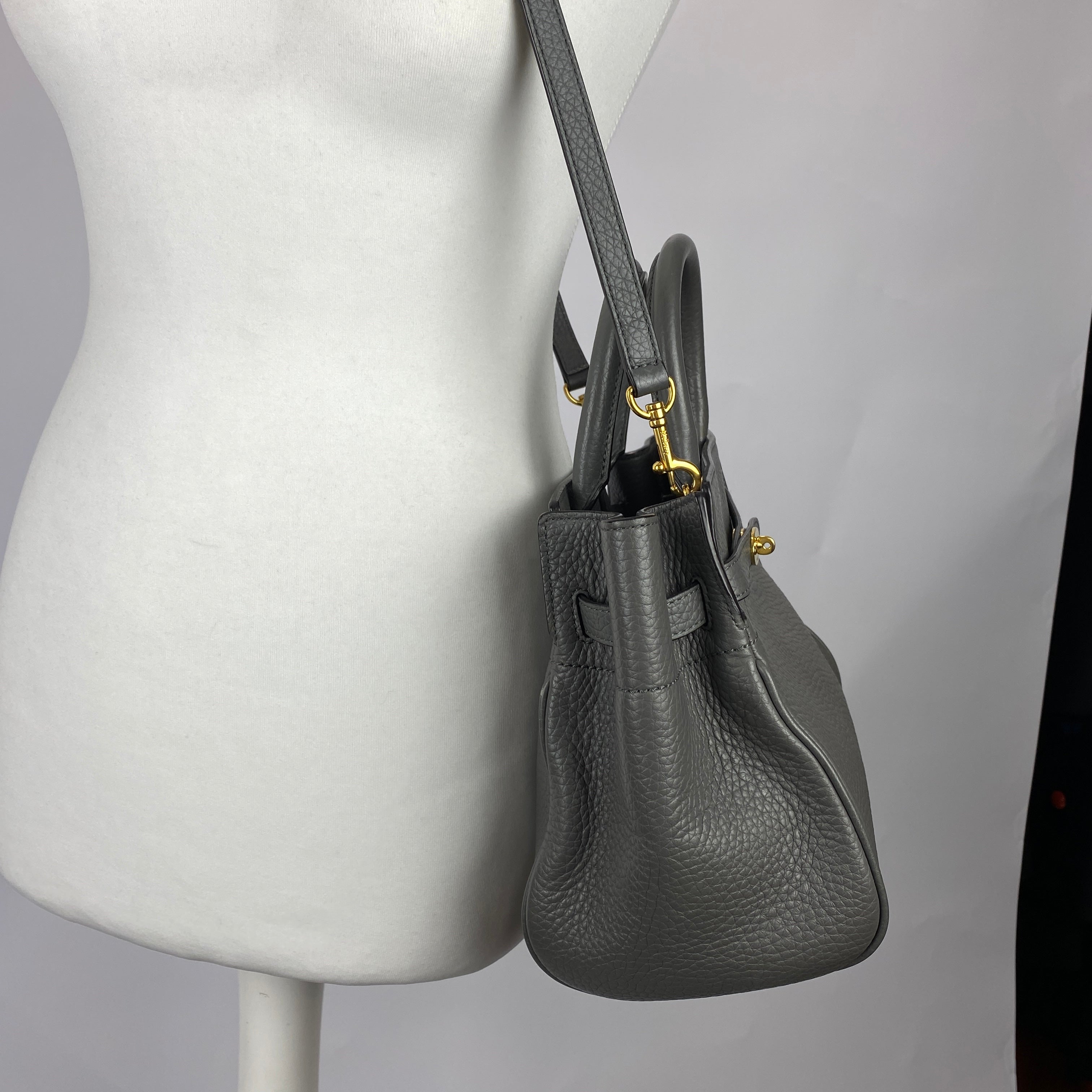 Mulberry £1095 Grey Belted Bayswater Mini Tote Bag