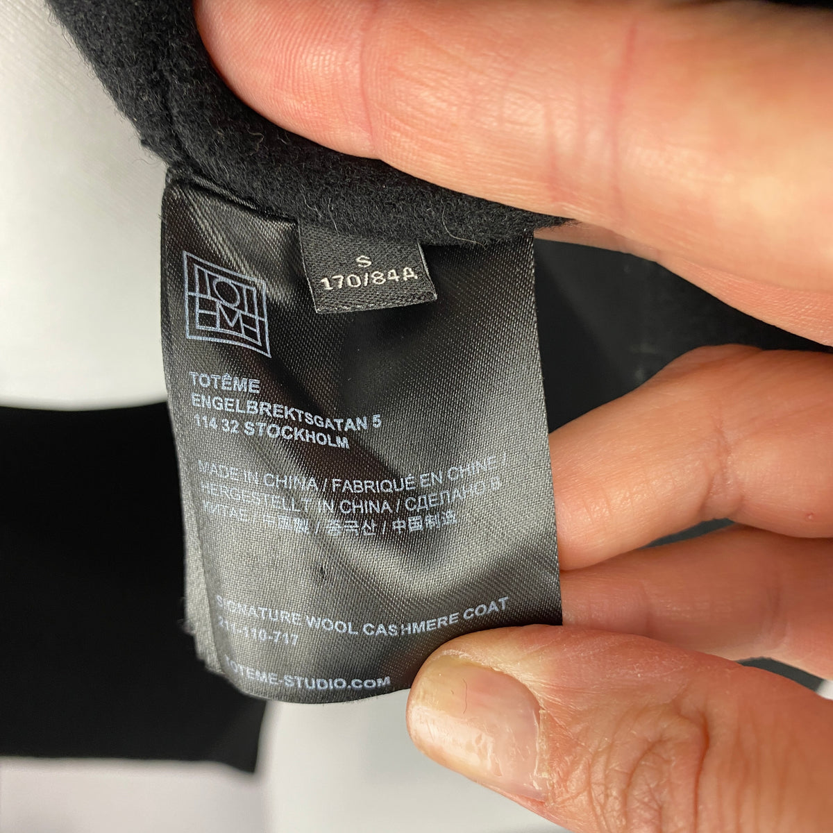 Toteme £1100 Black Signature Wool & Cashmere Coat S