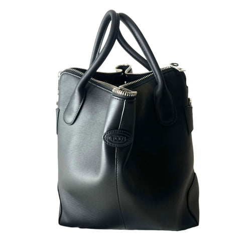 Tods Brand New £2687 Black Sacca Zip Media Tote Bag