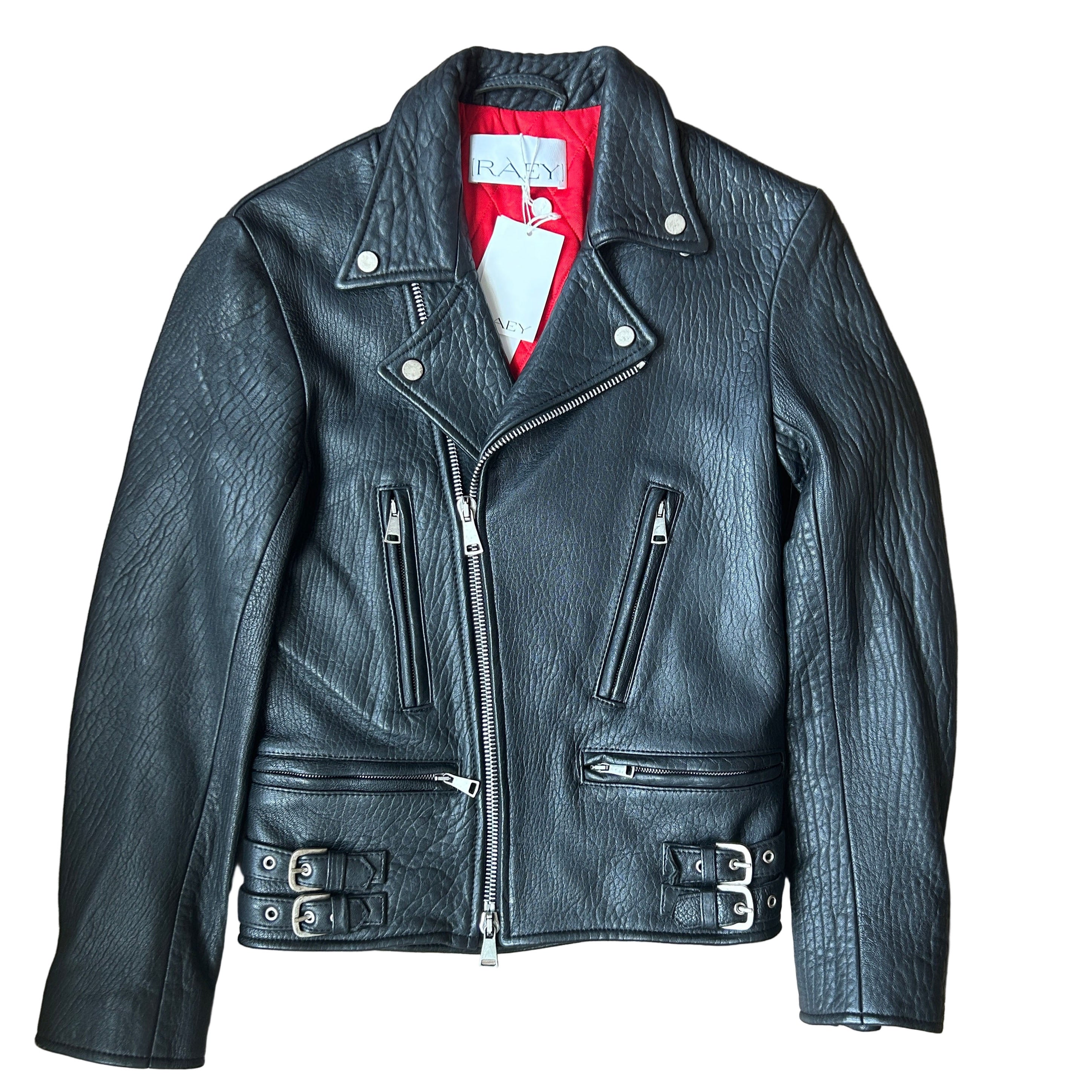 Raey Brand New Black Leather Classic Biker Jacket XS