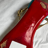Christian Louboutin Aqua Suede & Gold leather Flat Sandals 39.5