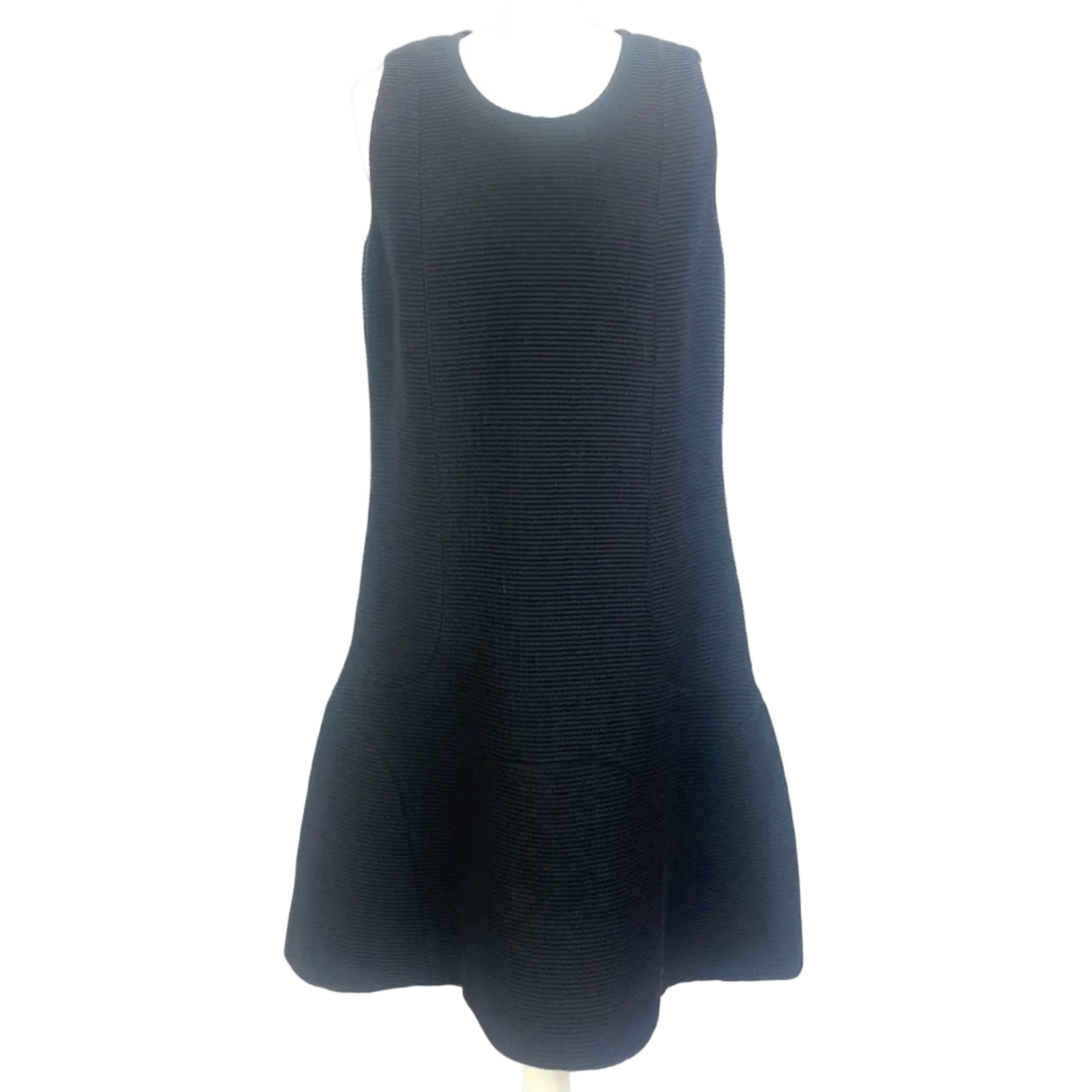 Chanel Vintage Black Cotton Waffle A-Line Dress XL