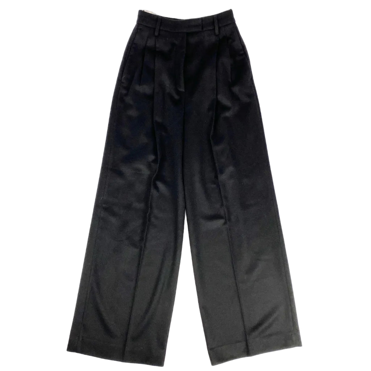 Prada Black Thick Cashmere Pleat Waist Trousers XXS