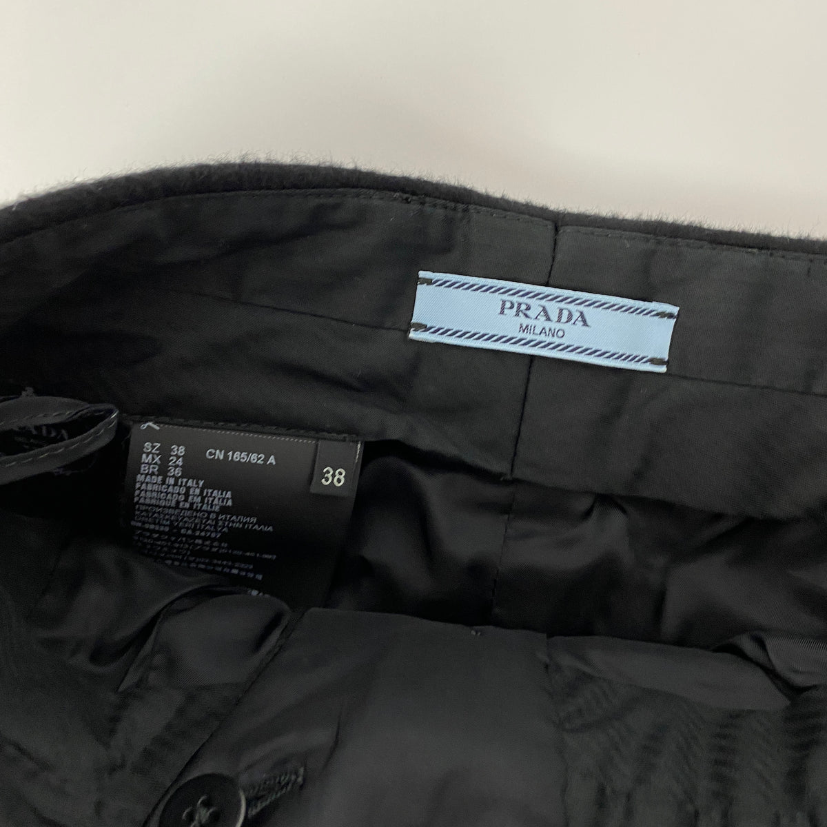Prada Black Thick Cashmere Pleat Waist Trousers XXS