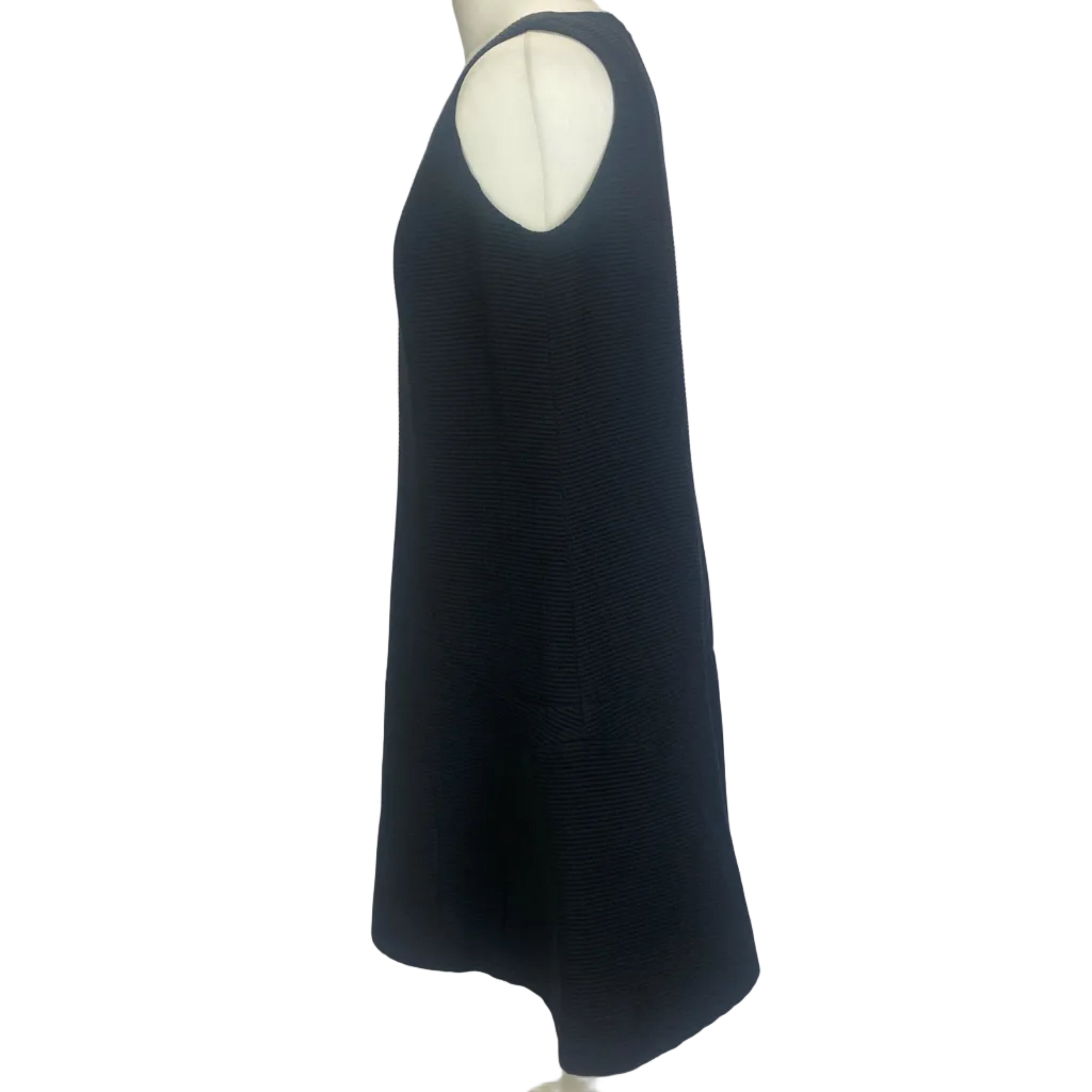 Chanel Vintage Black Cotton Waffle A-Line Dress XL