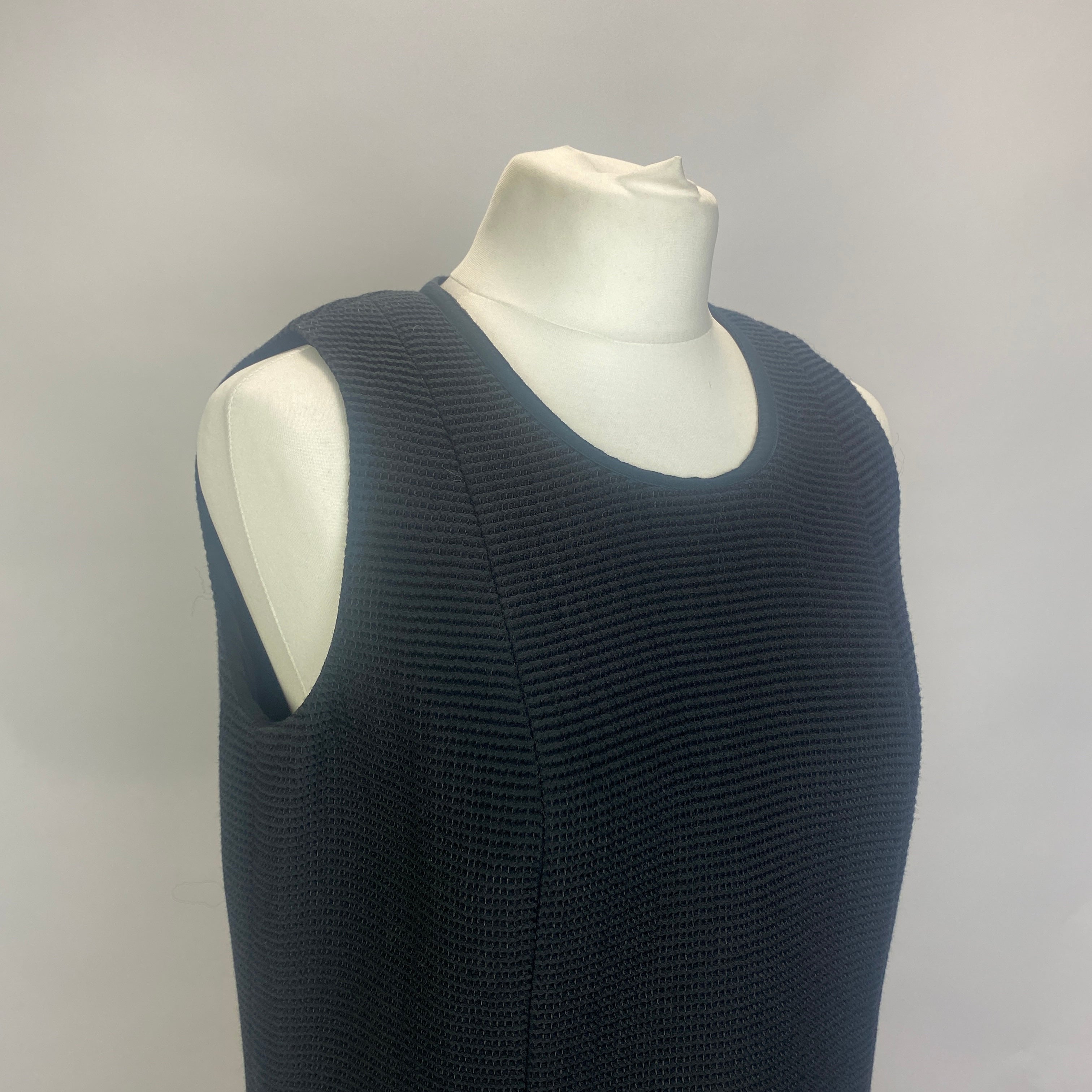 Chanel Vintage Black Cotton Waffle A-Line Dress XL