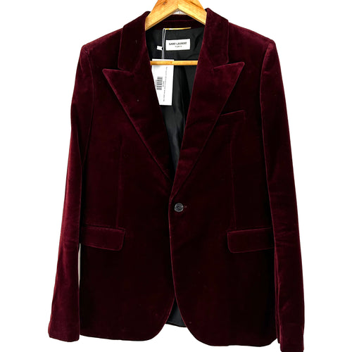 Saint Laurent £2175 Merlot Cotton Velvet Jacket XXS/XS