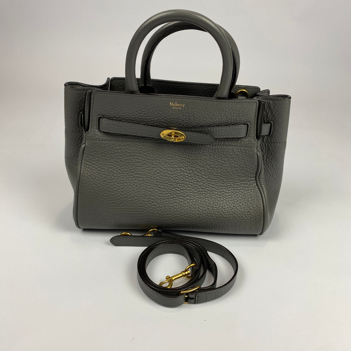 Mulberry £1095 Grey Belted Bayswater Mini Tote Bag