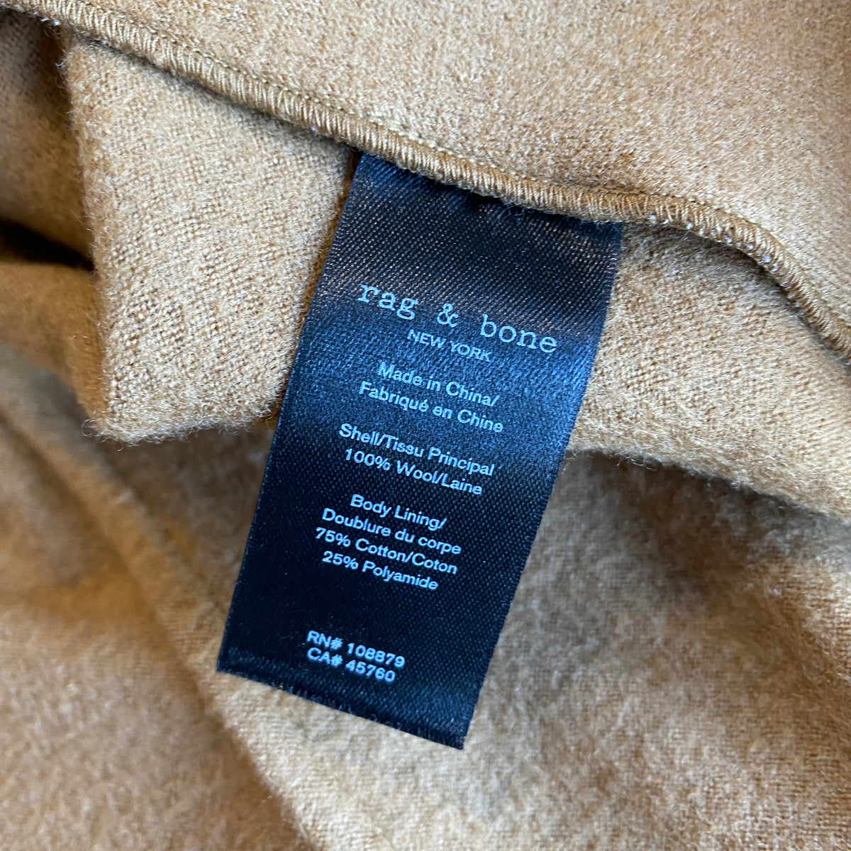 Rag & Bone £723 New Camel Wool Nehru Jacket XS