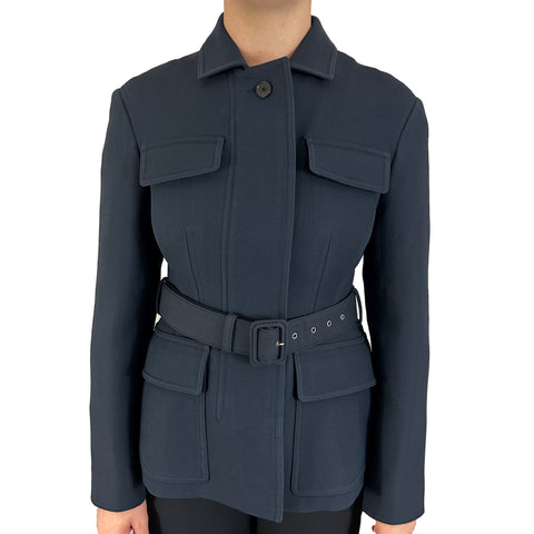 Christian Dior_Brand New £3000 Navy Silk & Wool Belted Jacket_S