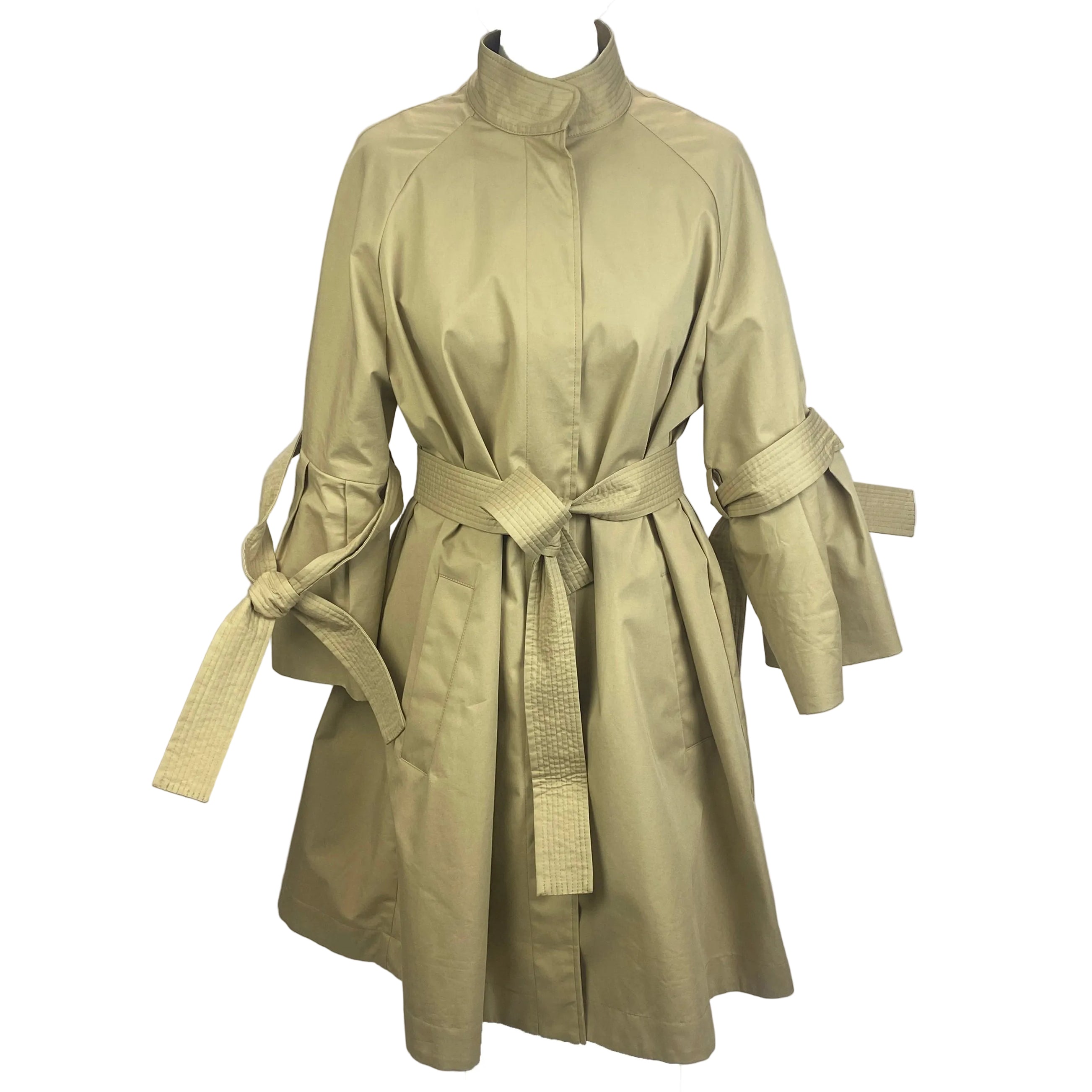 Moncler New Beige Flared Cotton Mix Adhafera Raincoat M/L