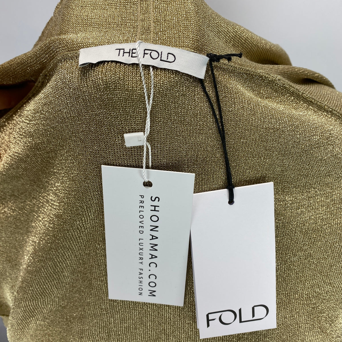 The Fold New £300 Gold Metallic Knit Jacket L