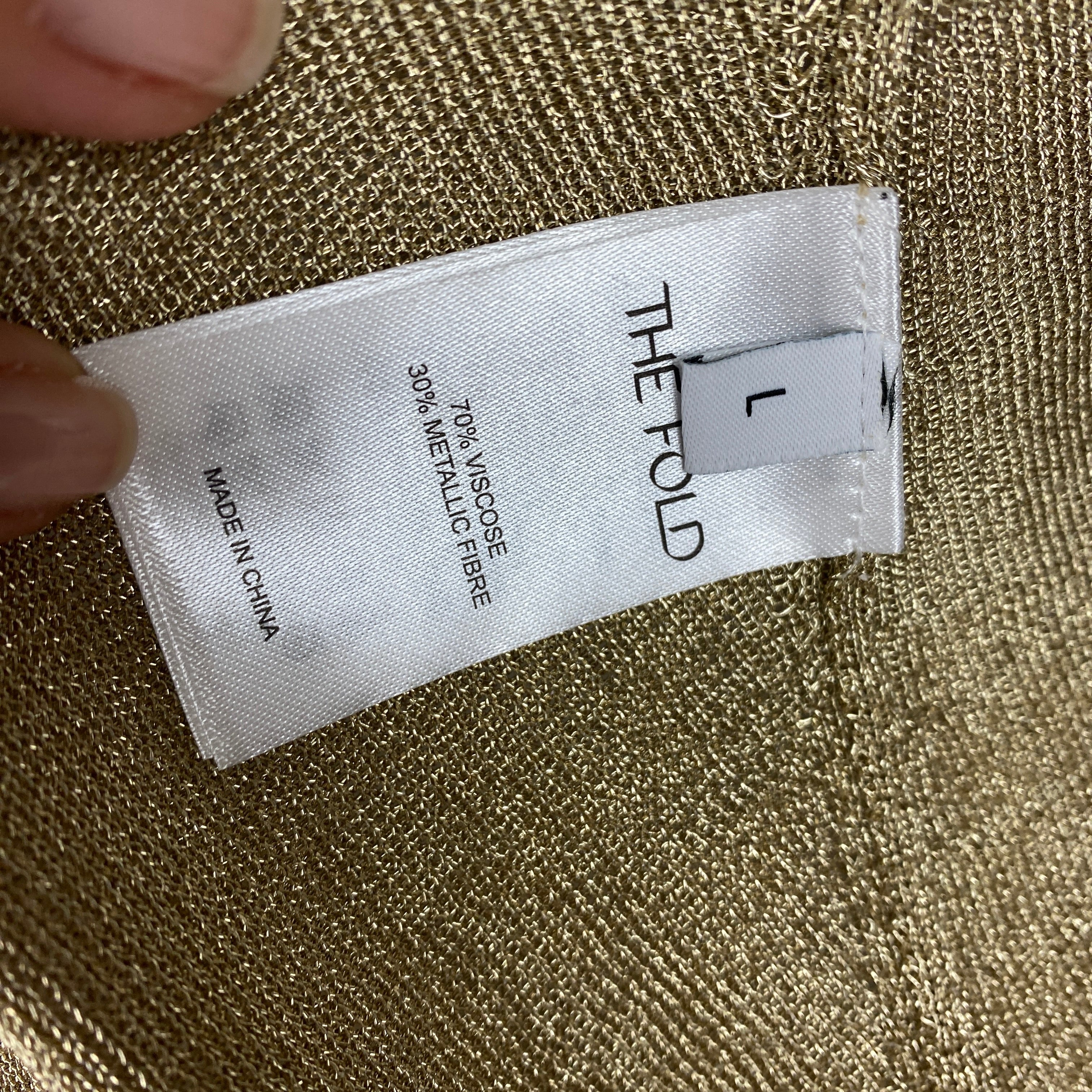 The Fold New £300 Gold Metallic Knit Jacket L