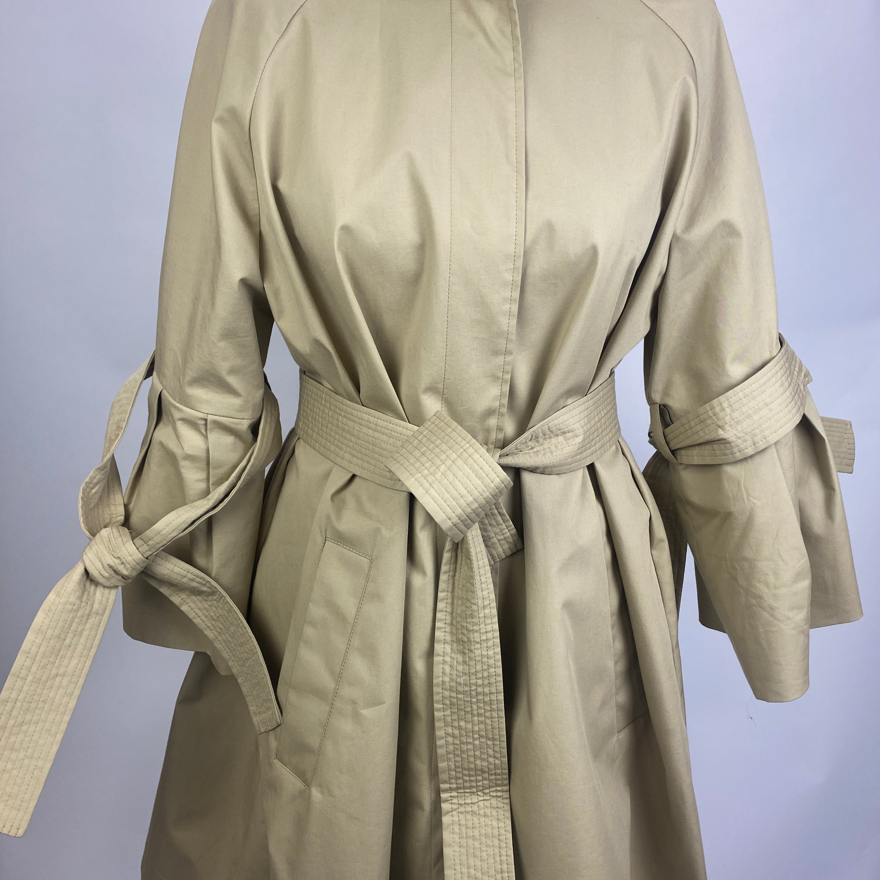 Moncler New Beige Flared Cotton Mix Adhafera Raincoat M/L