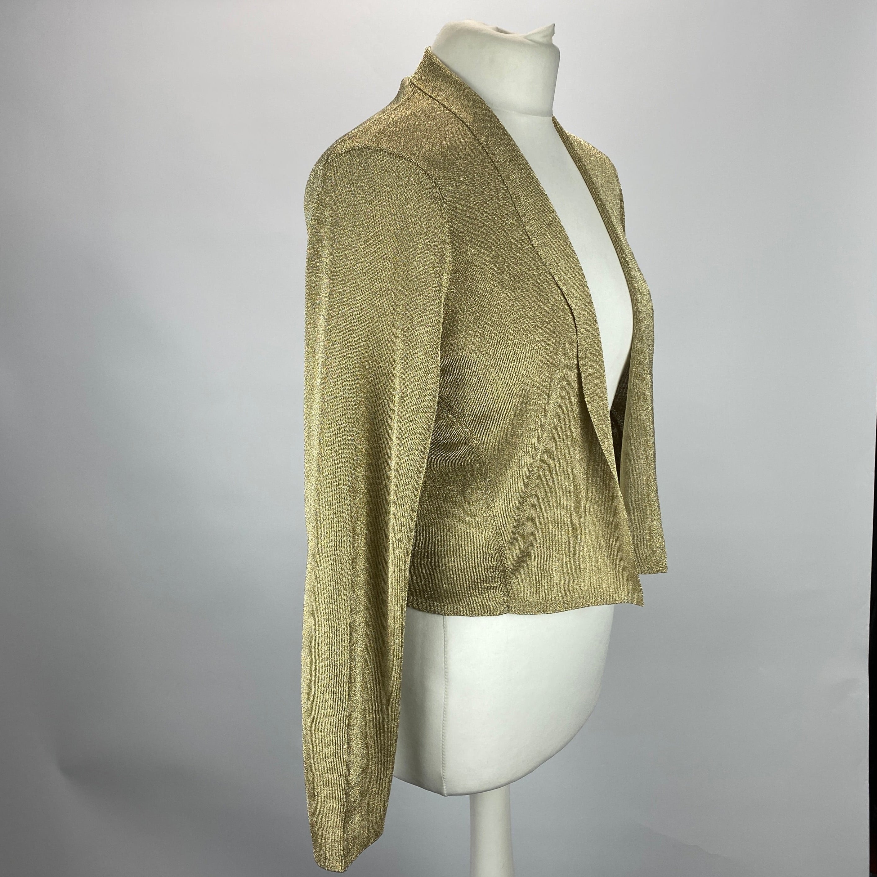 The Fold New £300 Gold Metallic Knit Jacket L