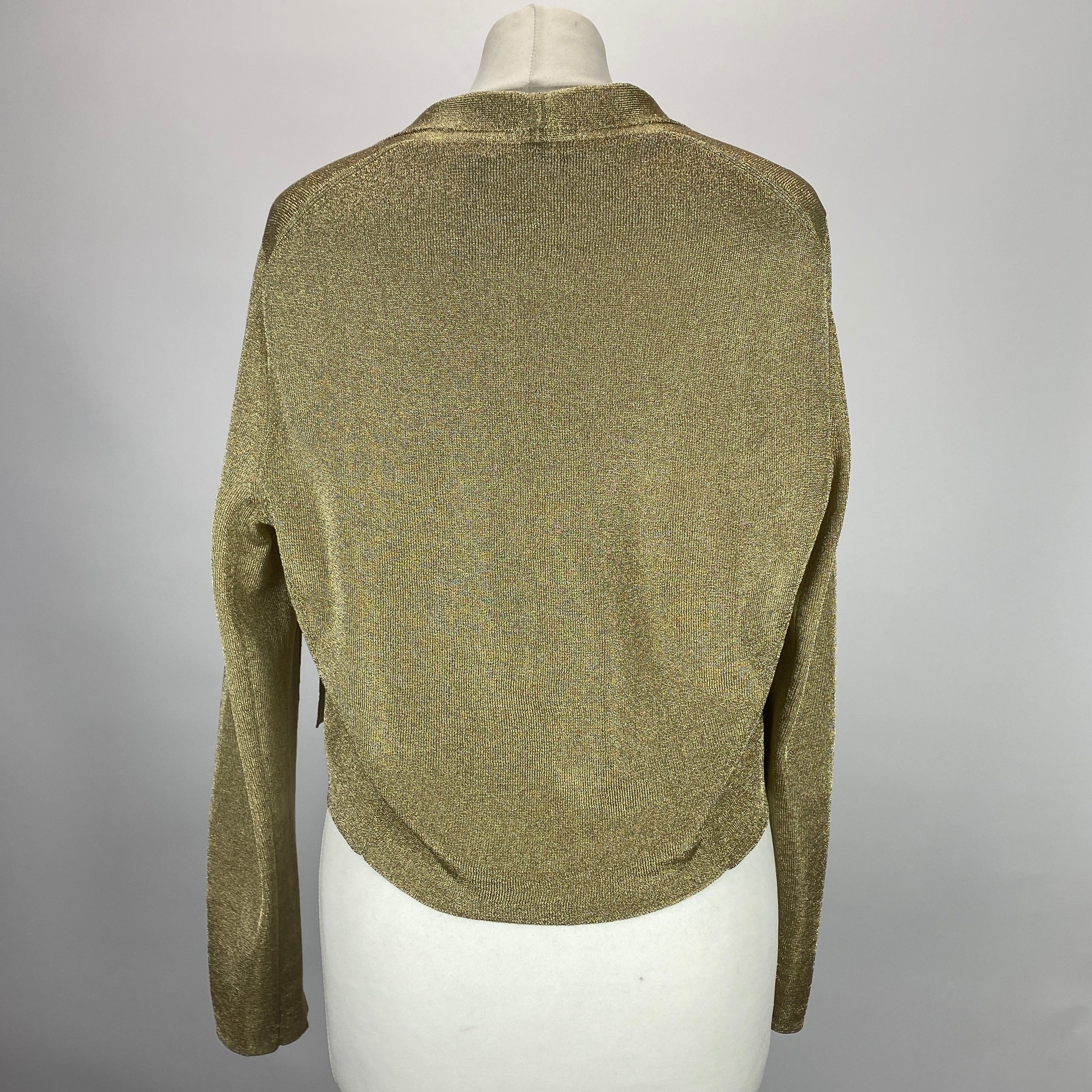 The Fold New £300 Gold Metallic Knit Jacket L