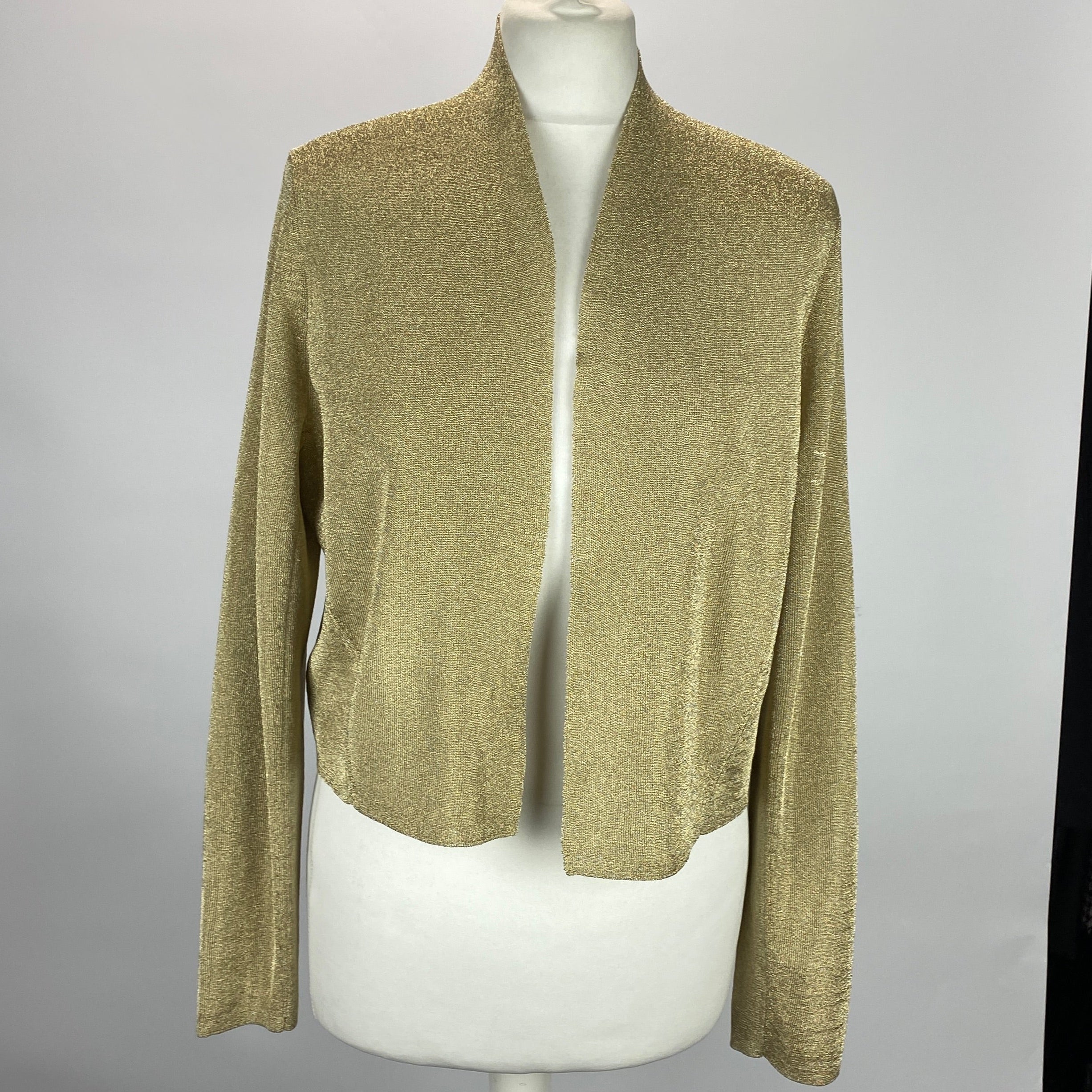 The Fold New £300 Gold Metallic Knit Jacket L
