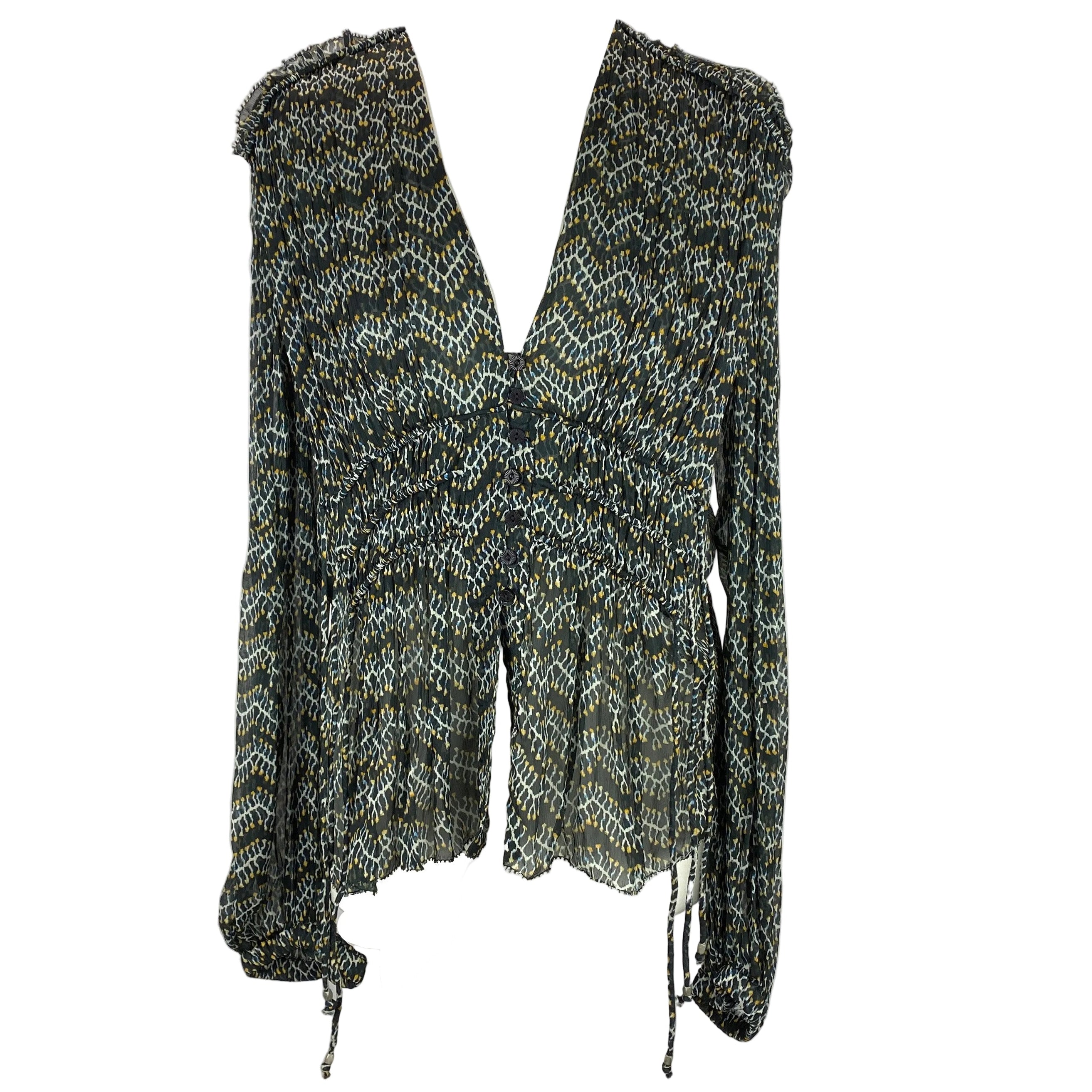 Isabel Marant Etoile Ivy Print Chiffon Drawstring Blouse M