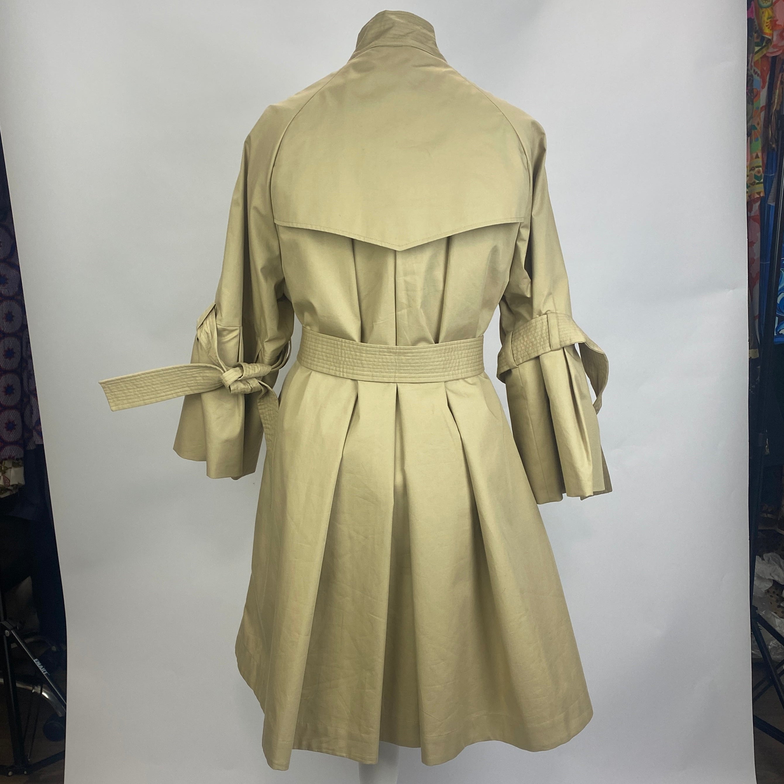 Moncler New Beige Flared Cotton Mix Adhafera Raincoat M/L