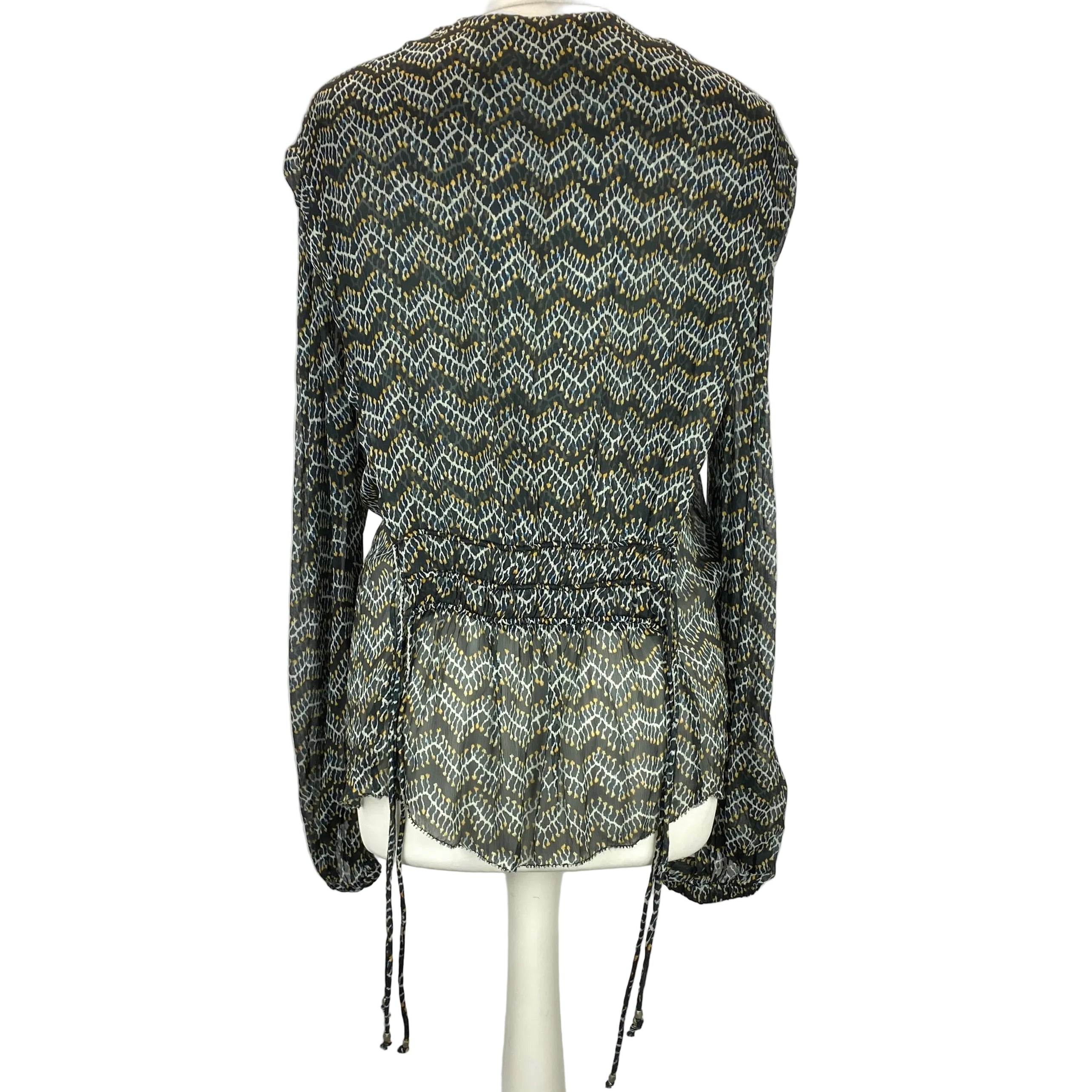 Isabel Marant Etoile Ivy Print Chiffon Drawstring Blouse M
