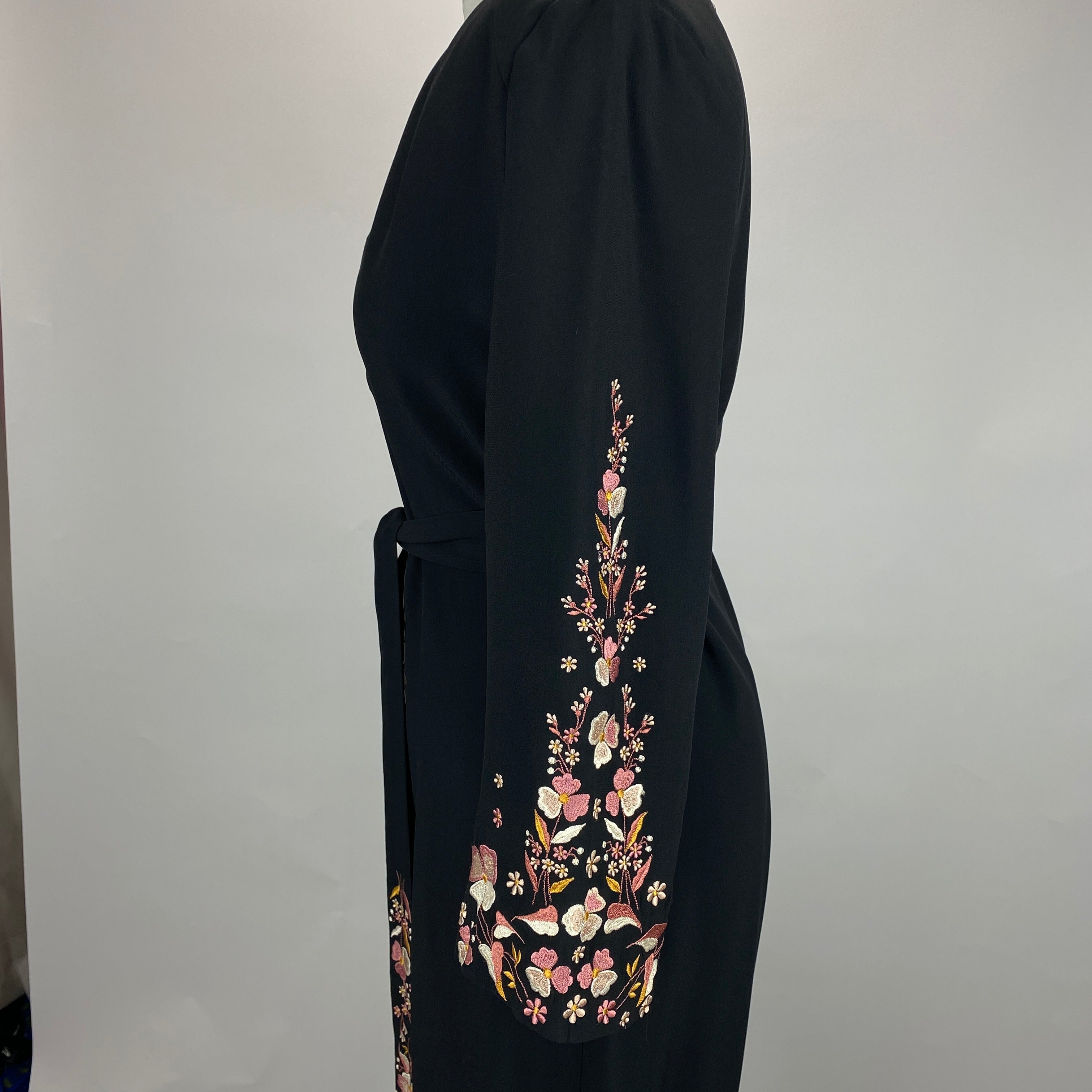 Vilshenko Black Embroidered Crepe Belted Maxi Dress UK10