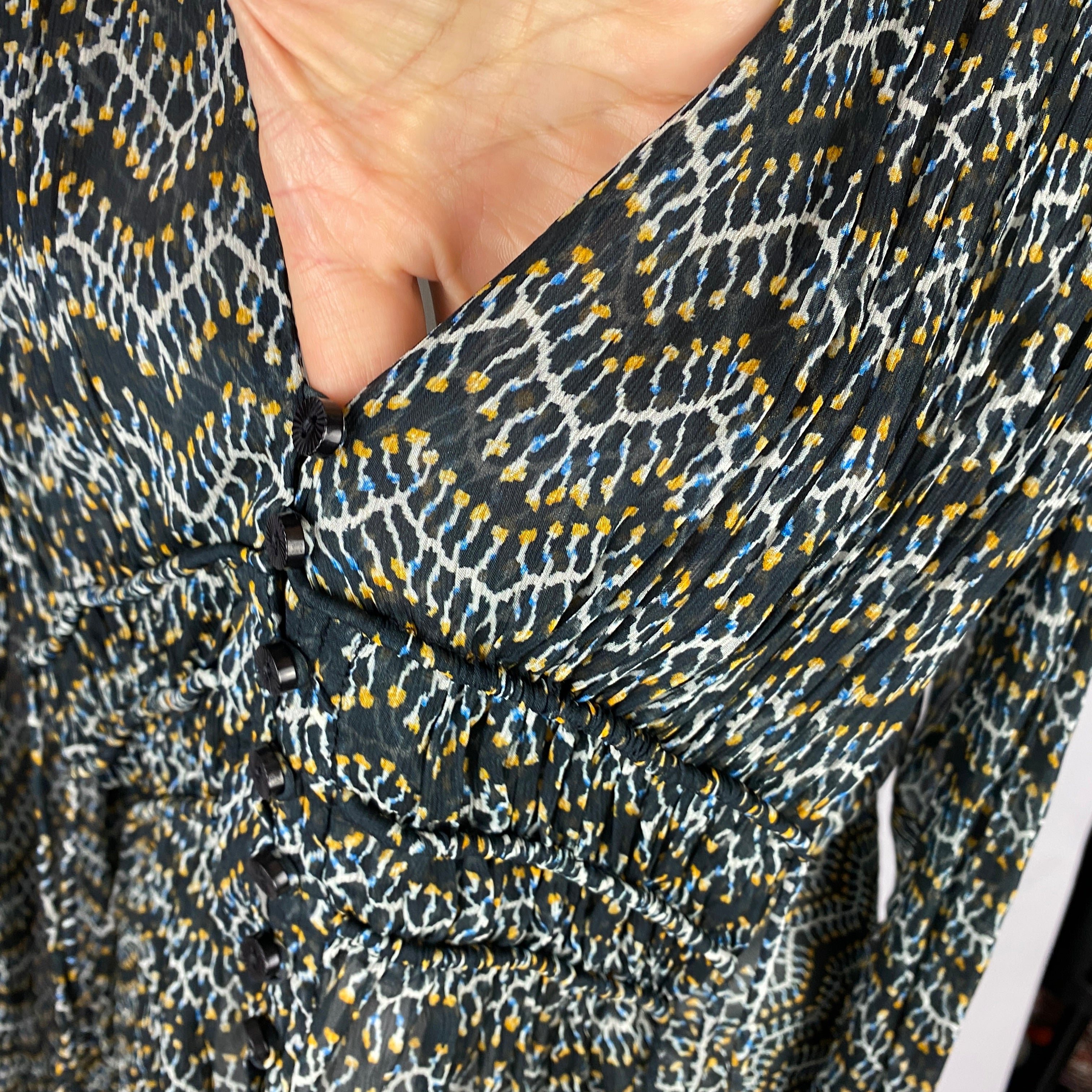 Isabel Marant Etoile Ivy Print Chiffon Drawstring Blouse M