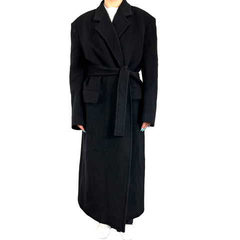 Balenciaga_Brand New Black Wool Mix Oversize Belted Overcoat_XS/S/M