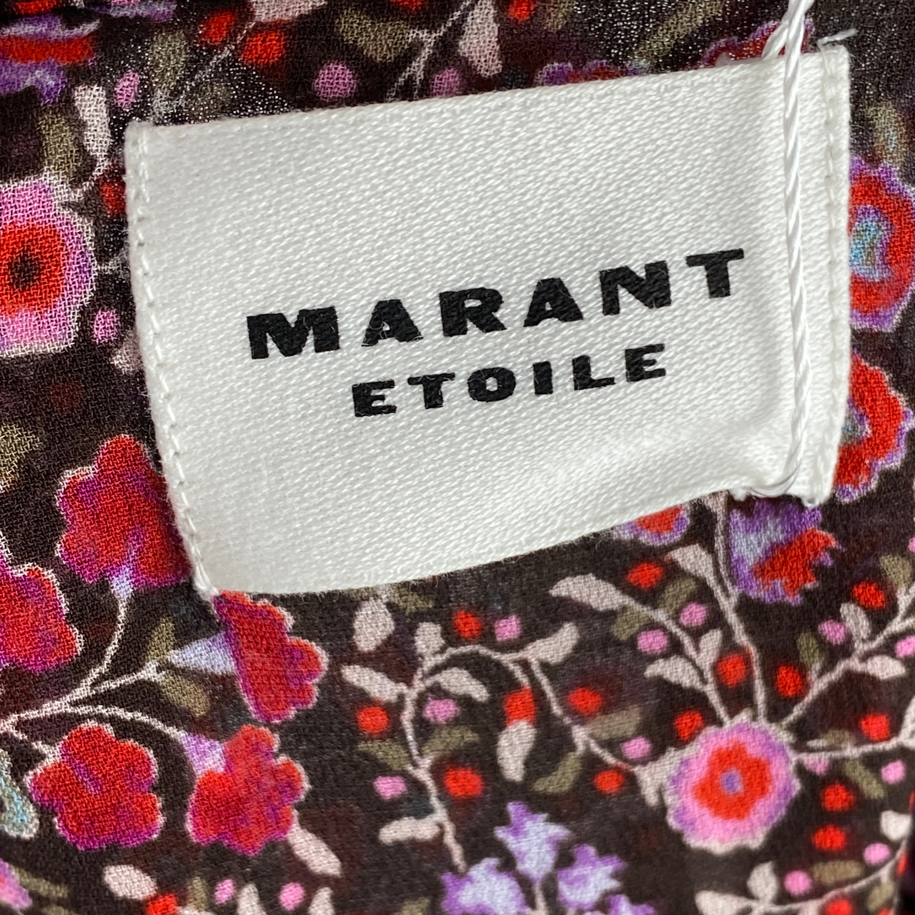 Isabel Marant Etoile Brown & Raspberry Floral Chiffon Blouse S