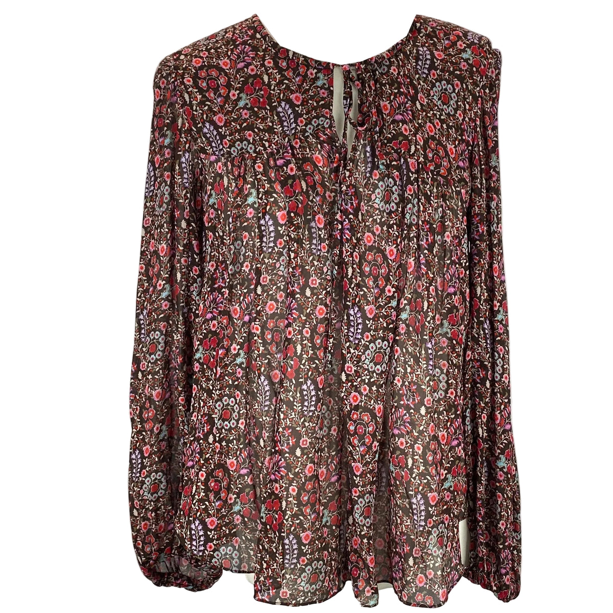 Isabel Marant Etoile Brown & Raspberry Floral Chiffon Blouse S