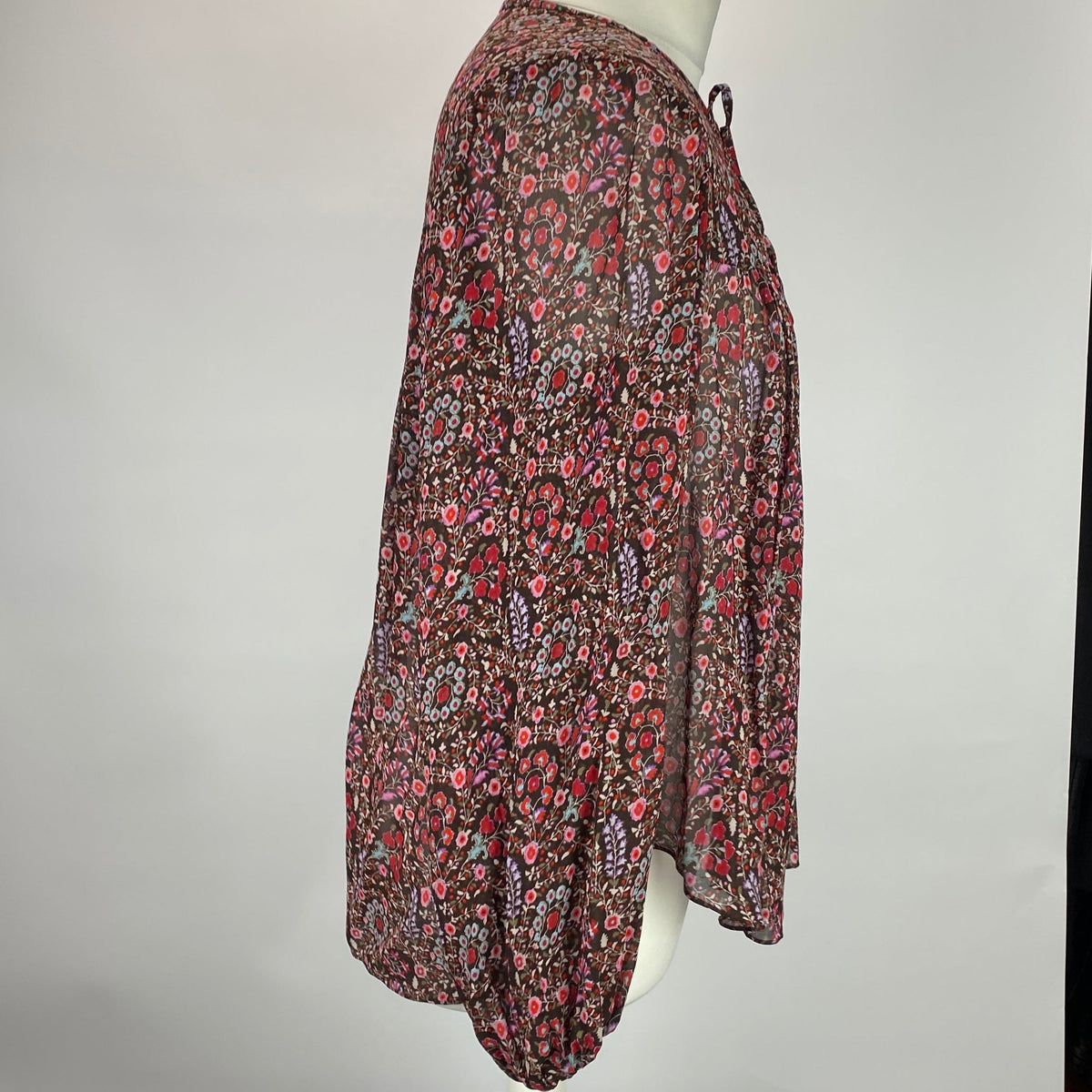 Isabel Marant Etoile Brown & Raspberry Floral Chiffon Blouse S