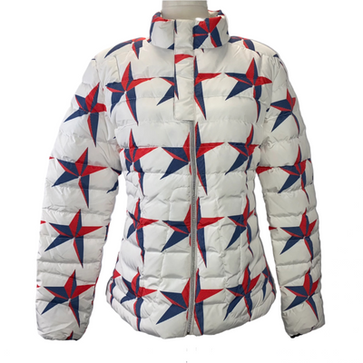 Perfect Moment White Blue & Red Star Ski Jacket L