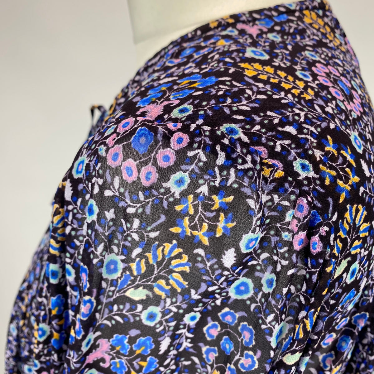 Isabel Marant Etoile Navy & Aqua Floral Chiffon Blouse S