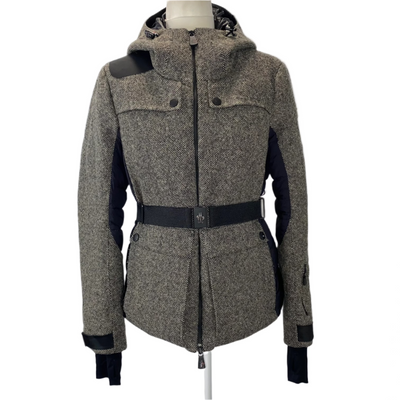 Moncler Black & Pearl Wool Tweed Ski Jacket S