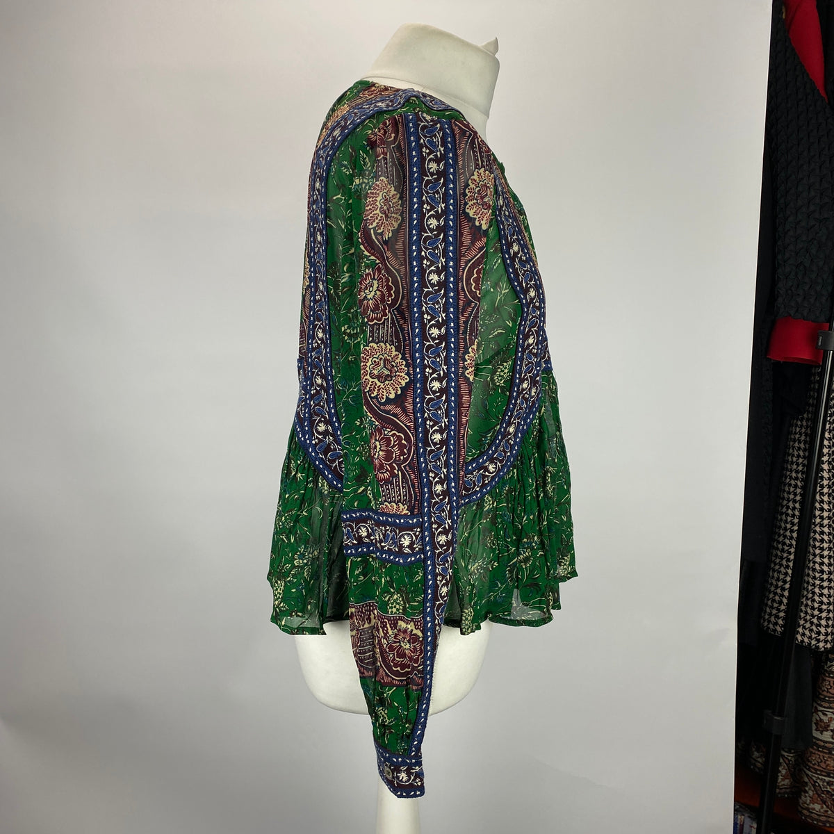 Sea New York Emerald Paisley Chiffon Blouse M