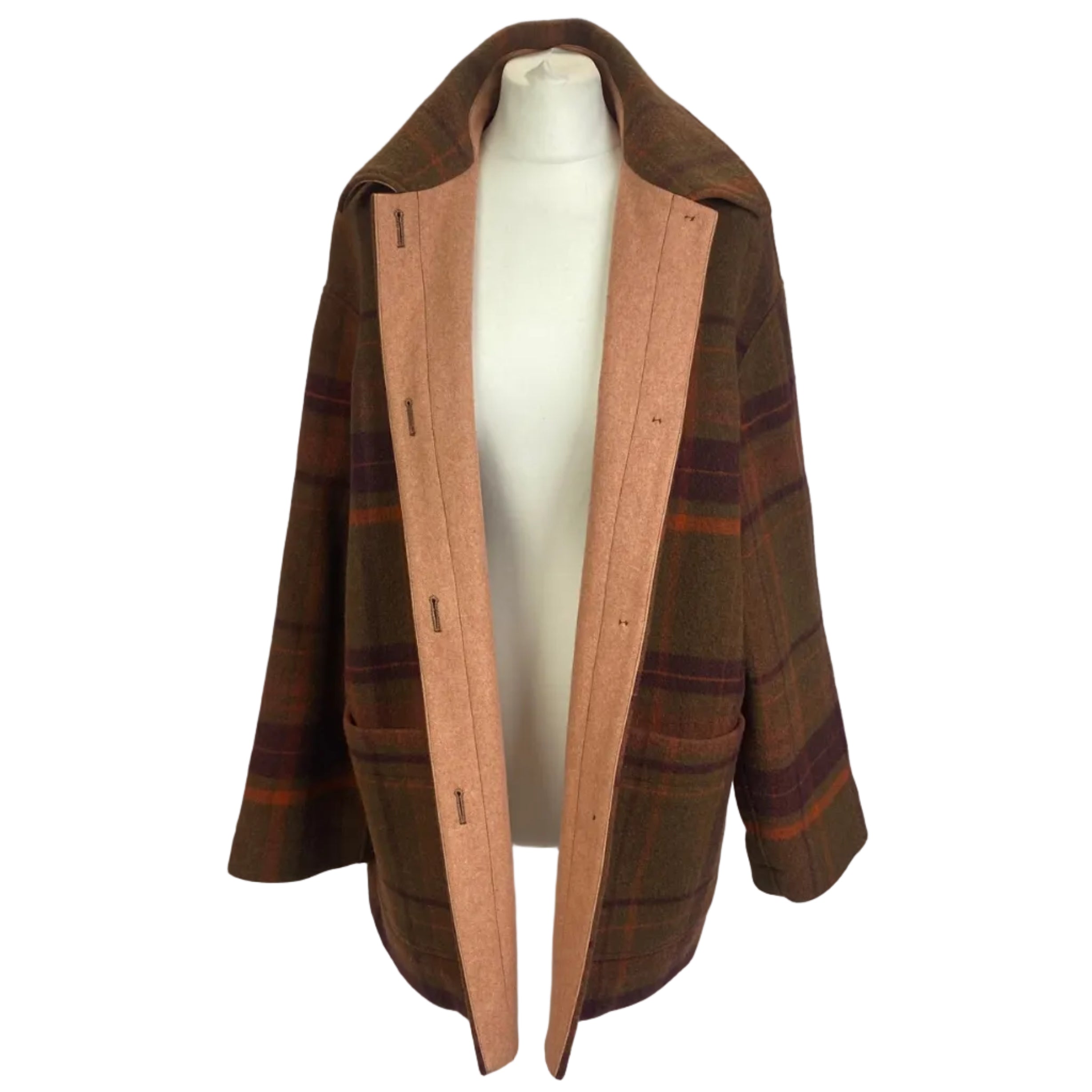 Acne Studios Khaki & Aubergine Check Wool Jacket XS/S/M/L