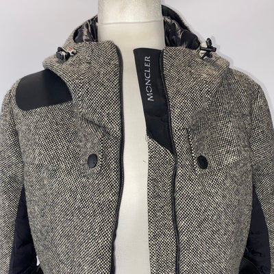 Moncler Black & Pearl Wool Tweed Ski Jacket S