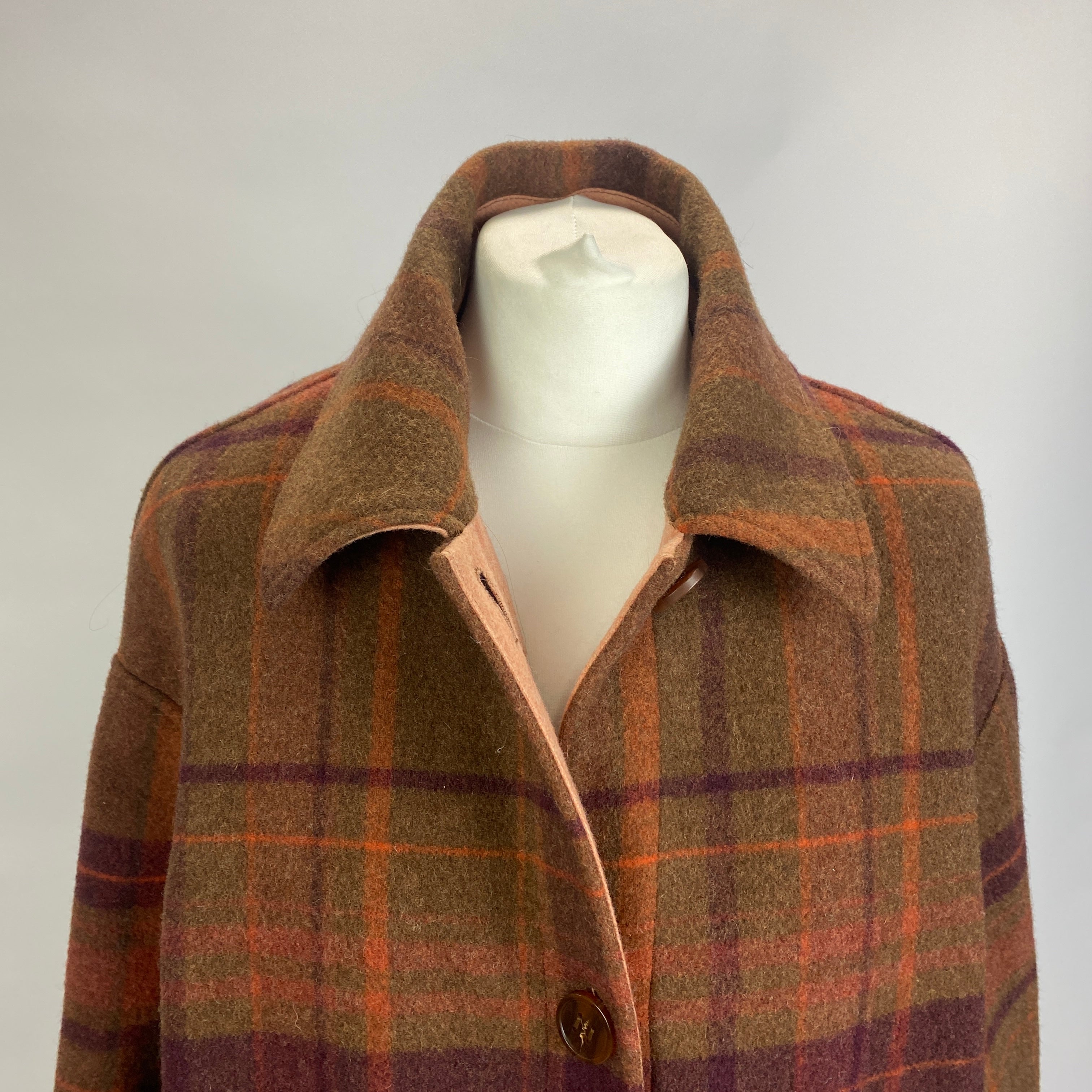Acne Studios Khaki & Aubergine Check Wool Jacket XS/S/M/L