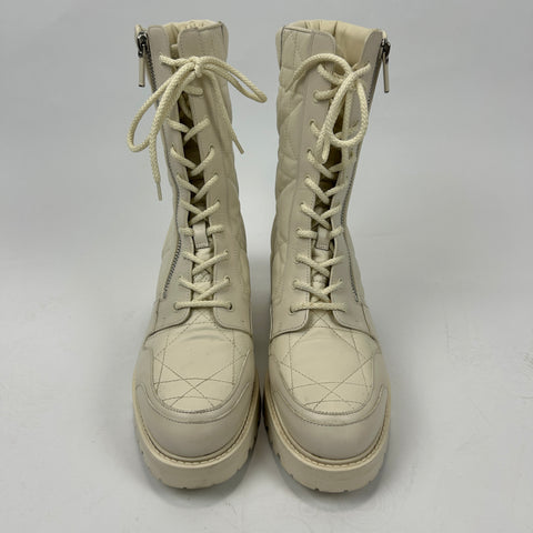 Christian Dior £1550 White Quilted Cannage Combat Boots 41