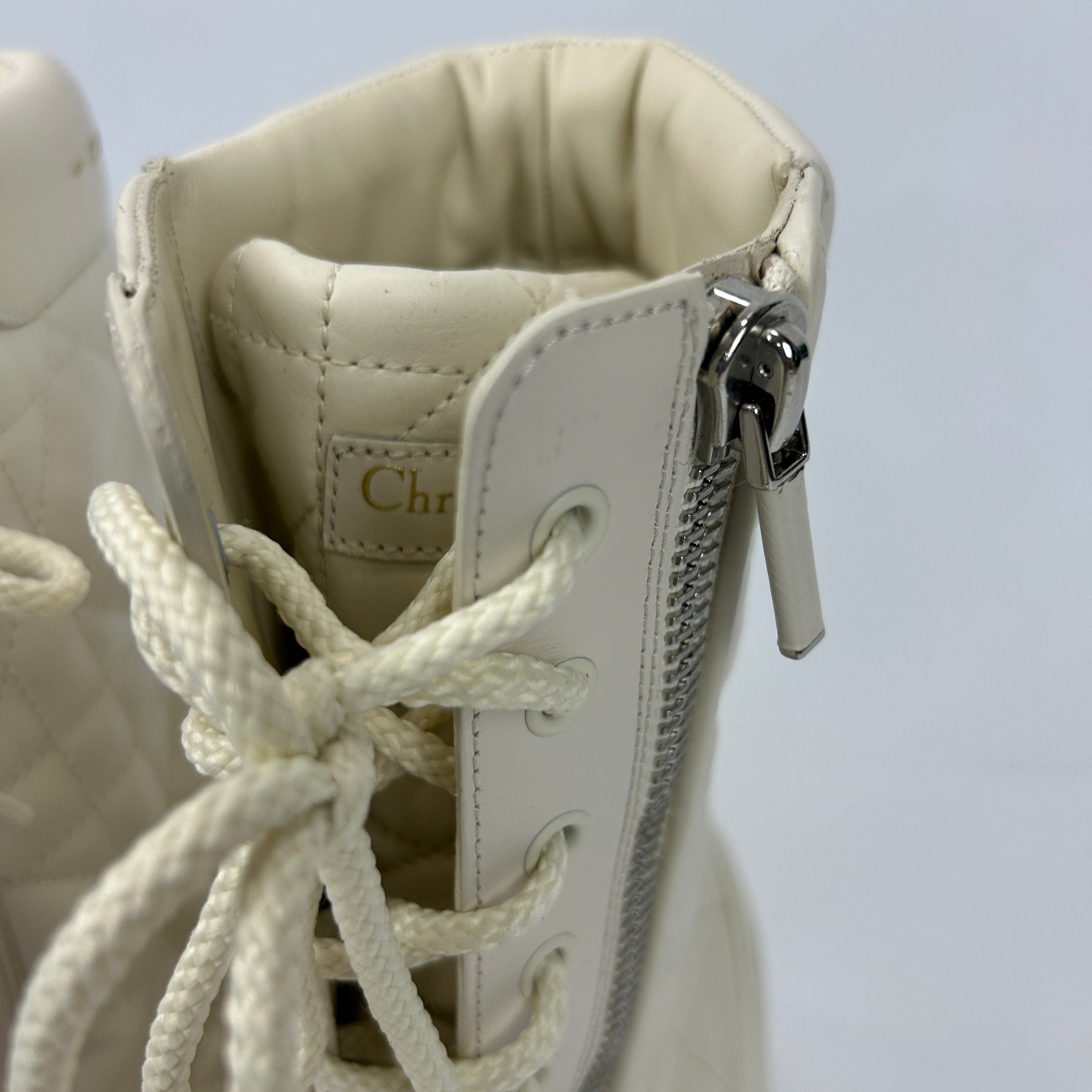 Christian Dior £1550 White Quilted Cannage Combat Boots 41