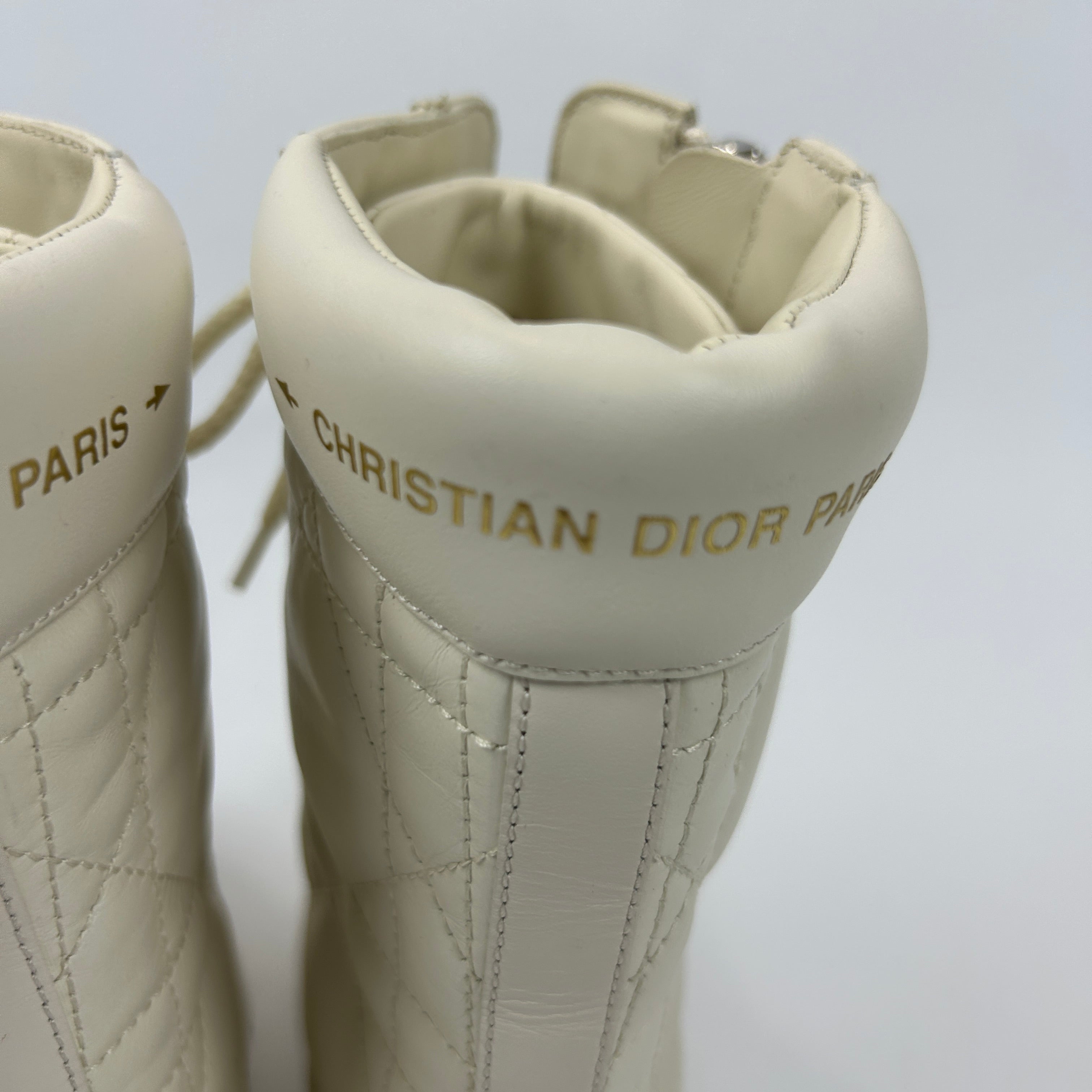 Christian Dior £1550 White Quilted Cannage Combat Boots 41