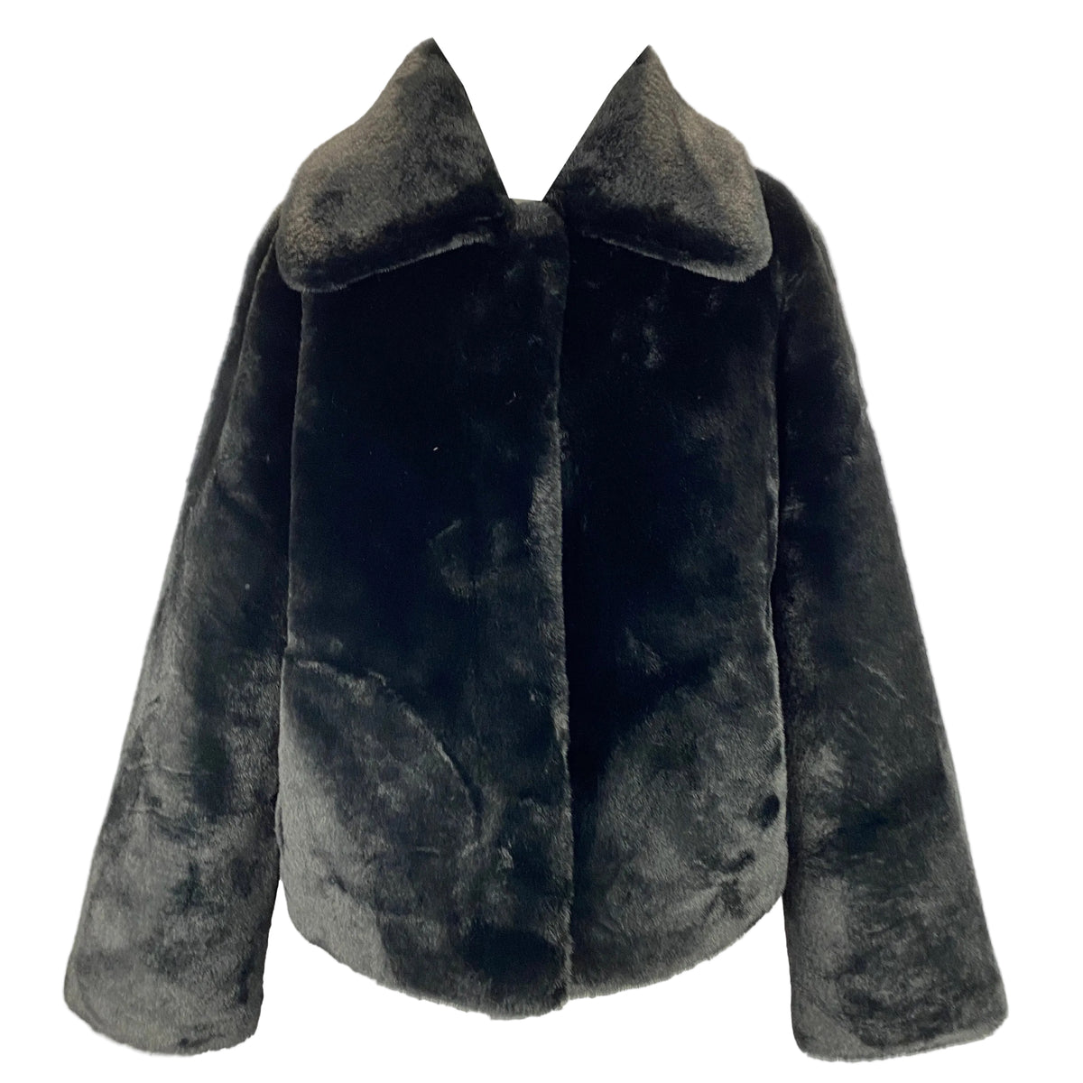 Apparis New £368 Black Faux Fur Crop Jacket M