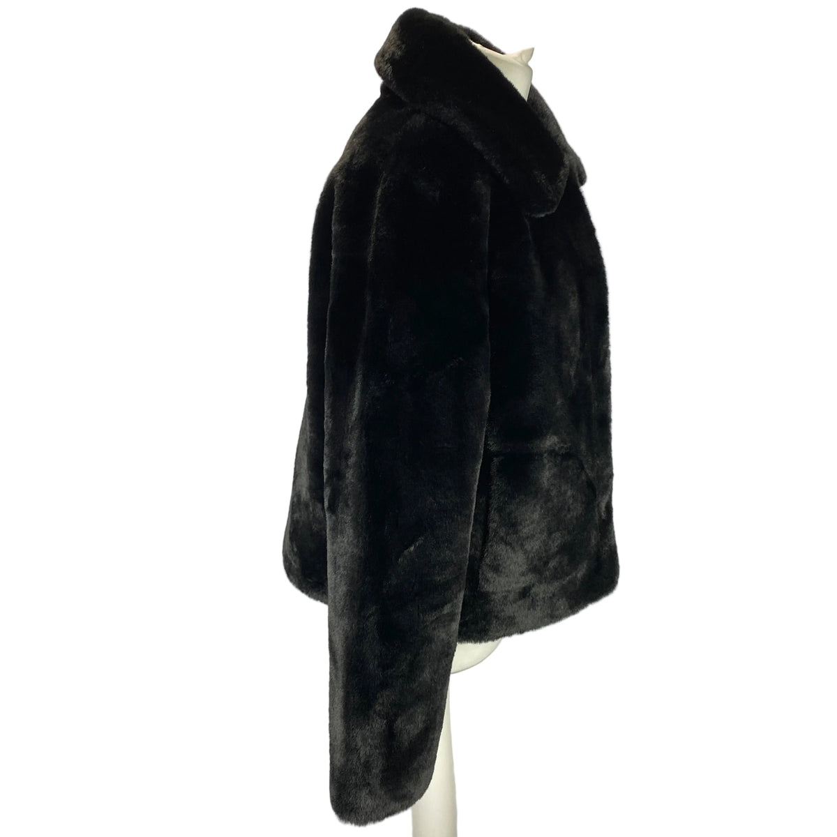 Apparis New £368 Black Faux Fur Crop Jacket M