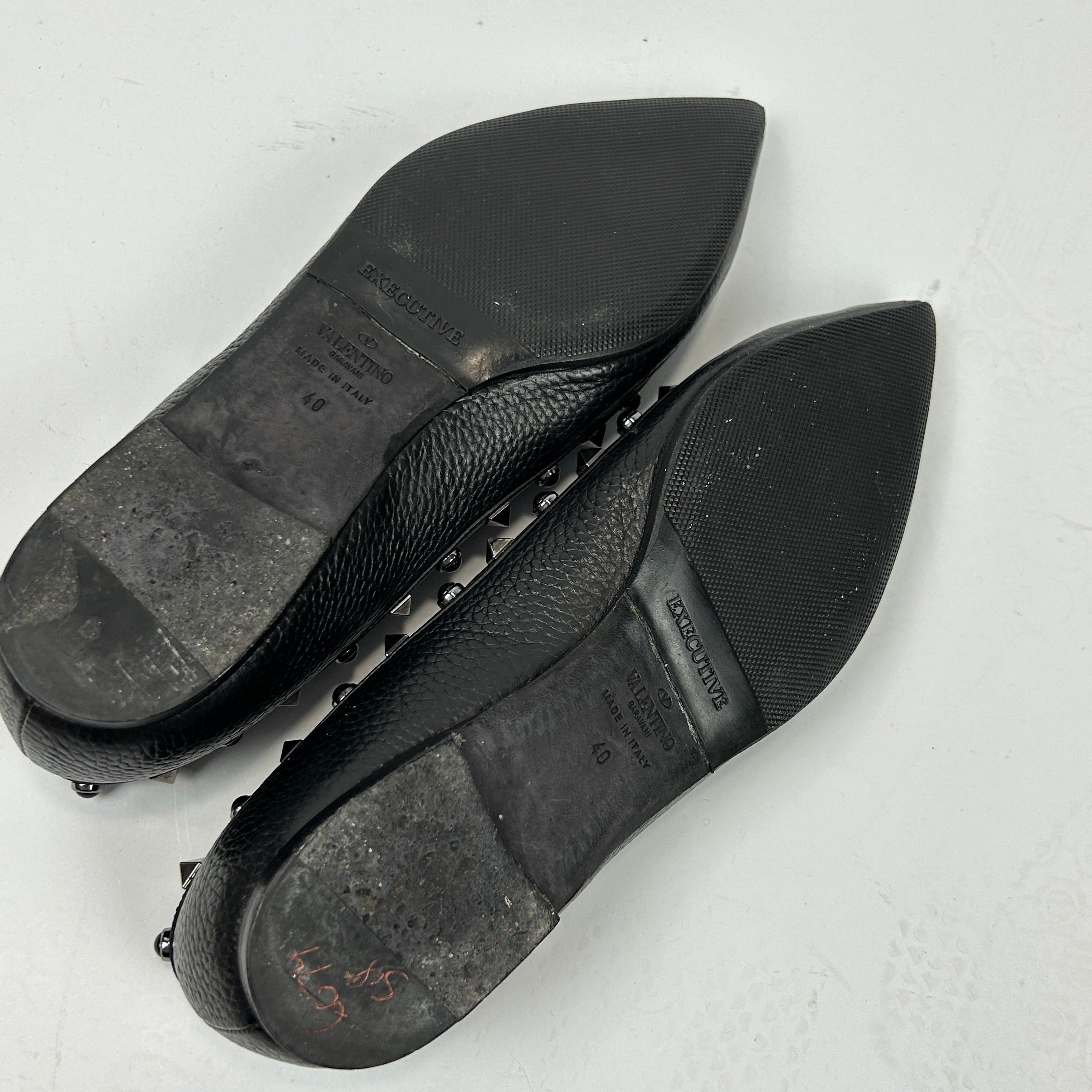 Valentino £680 Black Rockstud Flats 40