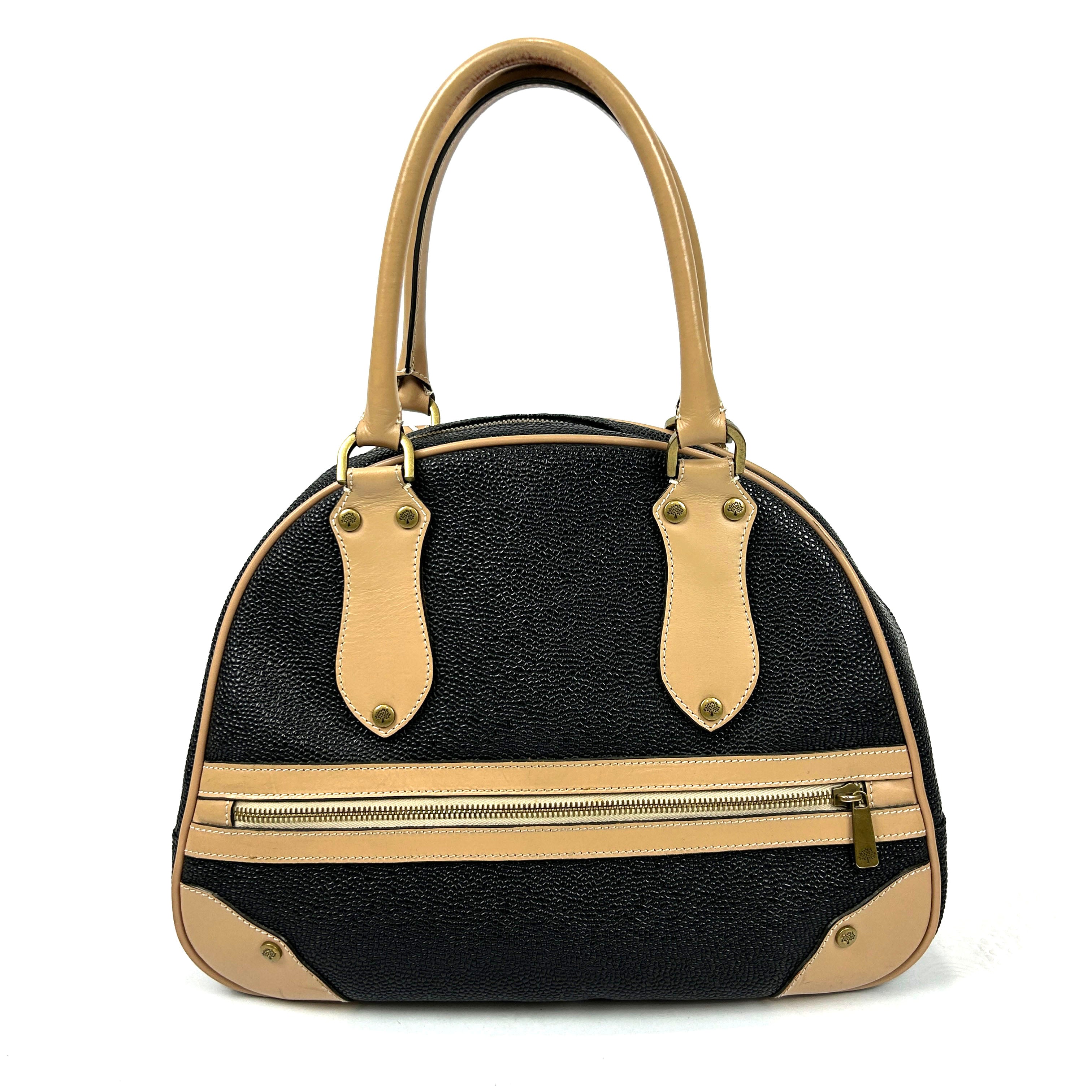 Mulberry Black & Camel Scotchgrain Bowling Bag