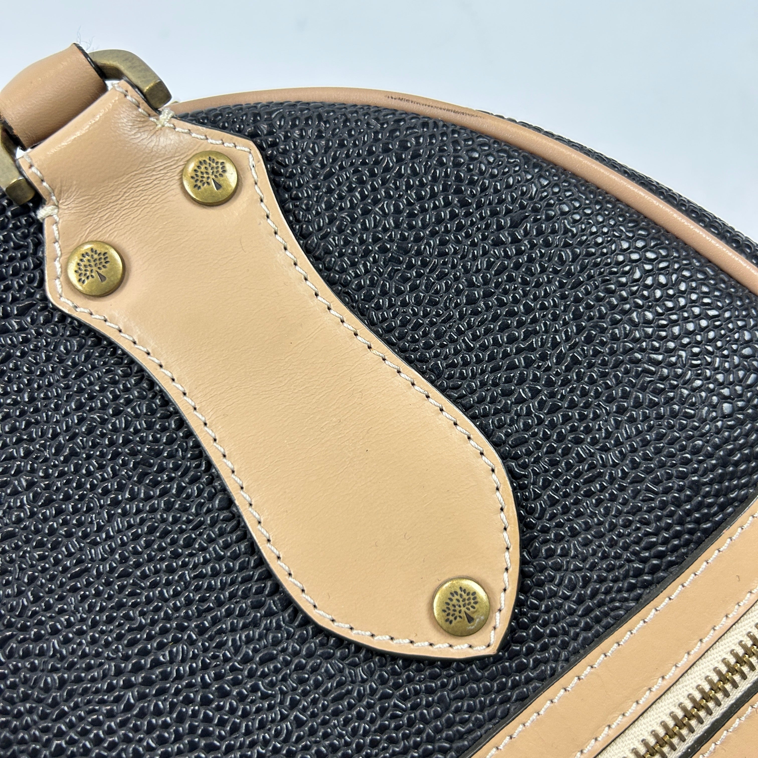 Mulberry Black & Camel Scotchgrain Bowling Bag